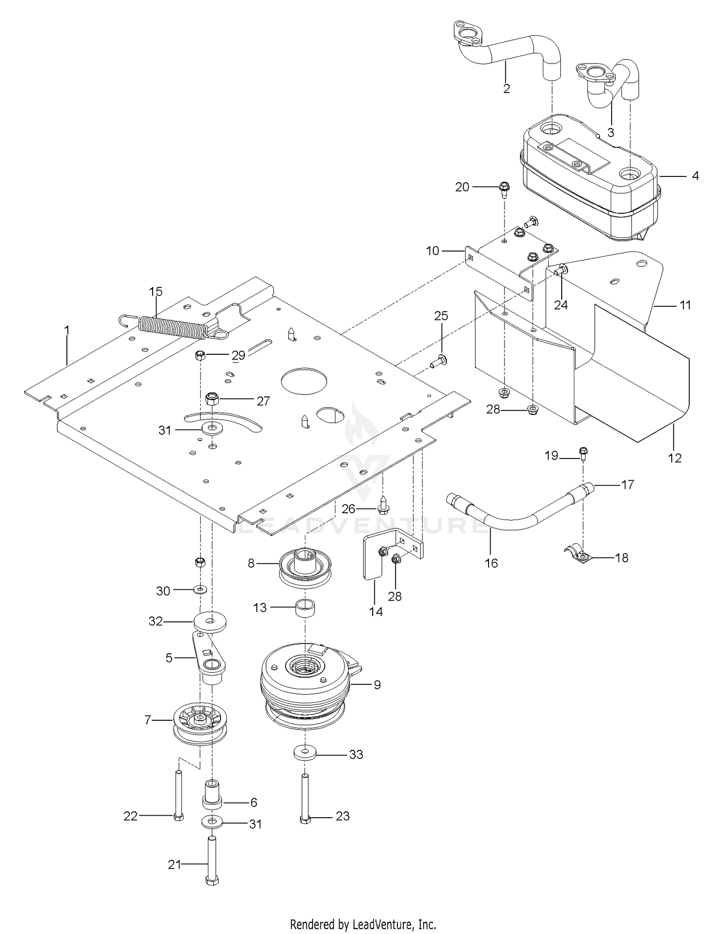 ENGINE MOUNTING, GUARDS & MUFFLER