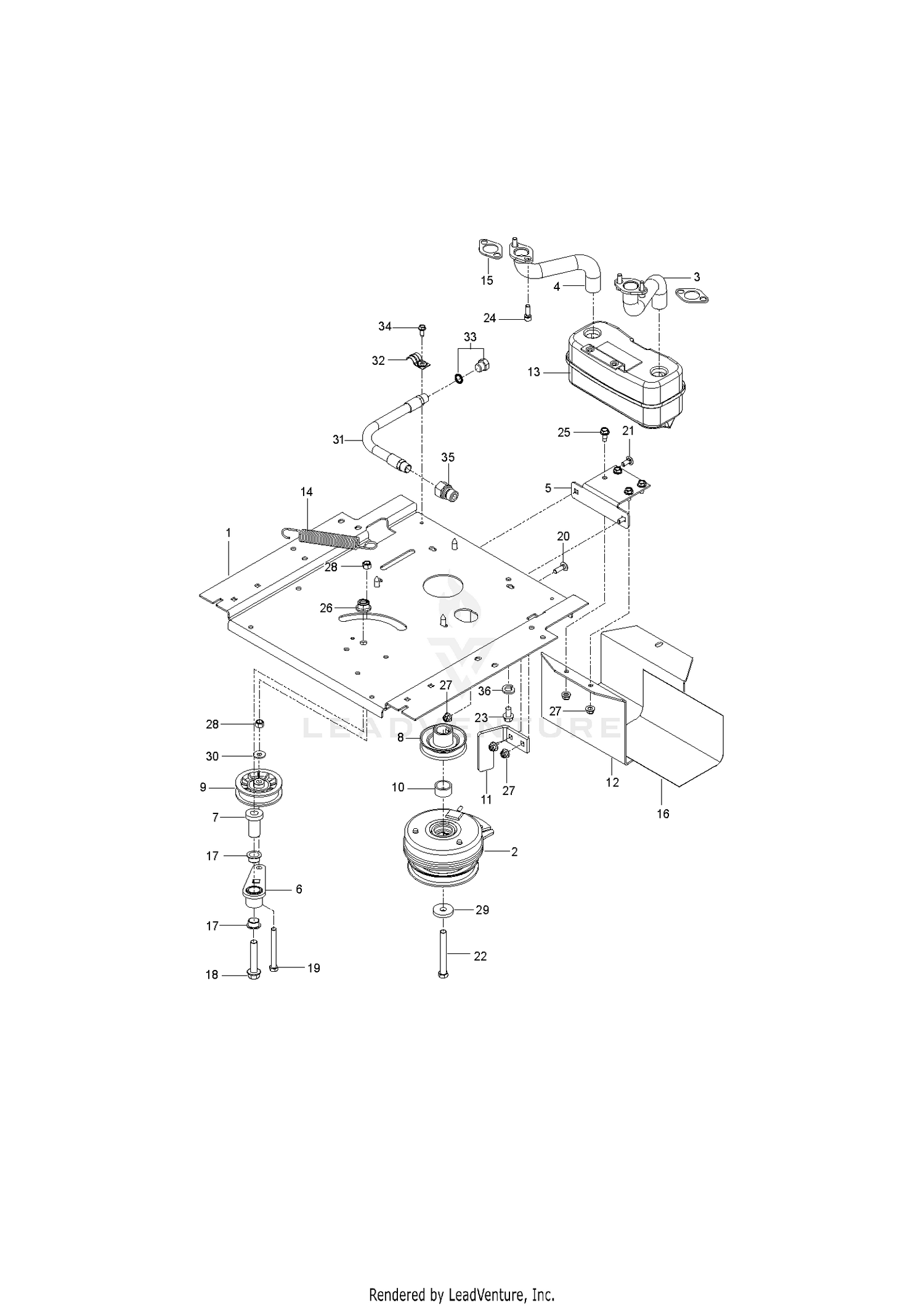 ENGINE MOUNTING, GUARDS & MUFFLER