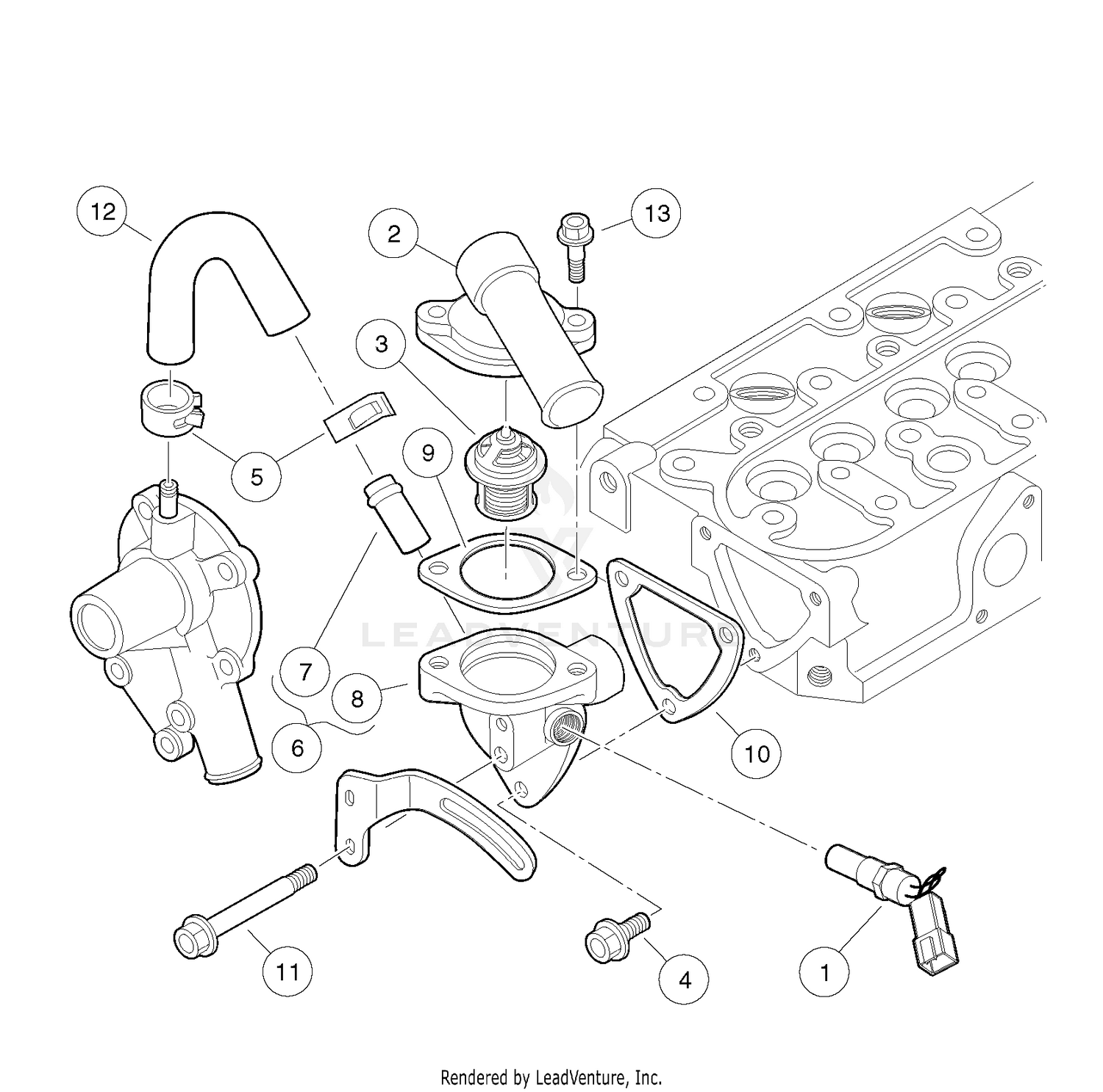 Water Flange And Thermostat
