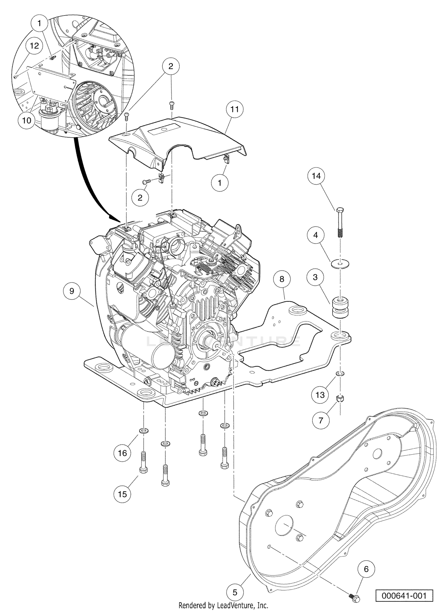 Kawaski FH680D Gasoline Engine Mounting