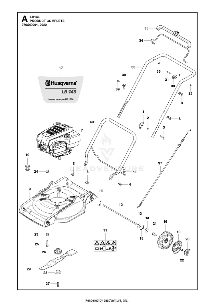 Husqvarna LB 146 Walk Behind Mower Partswarehouse