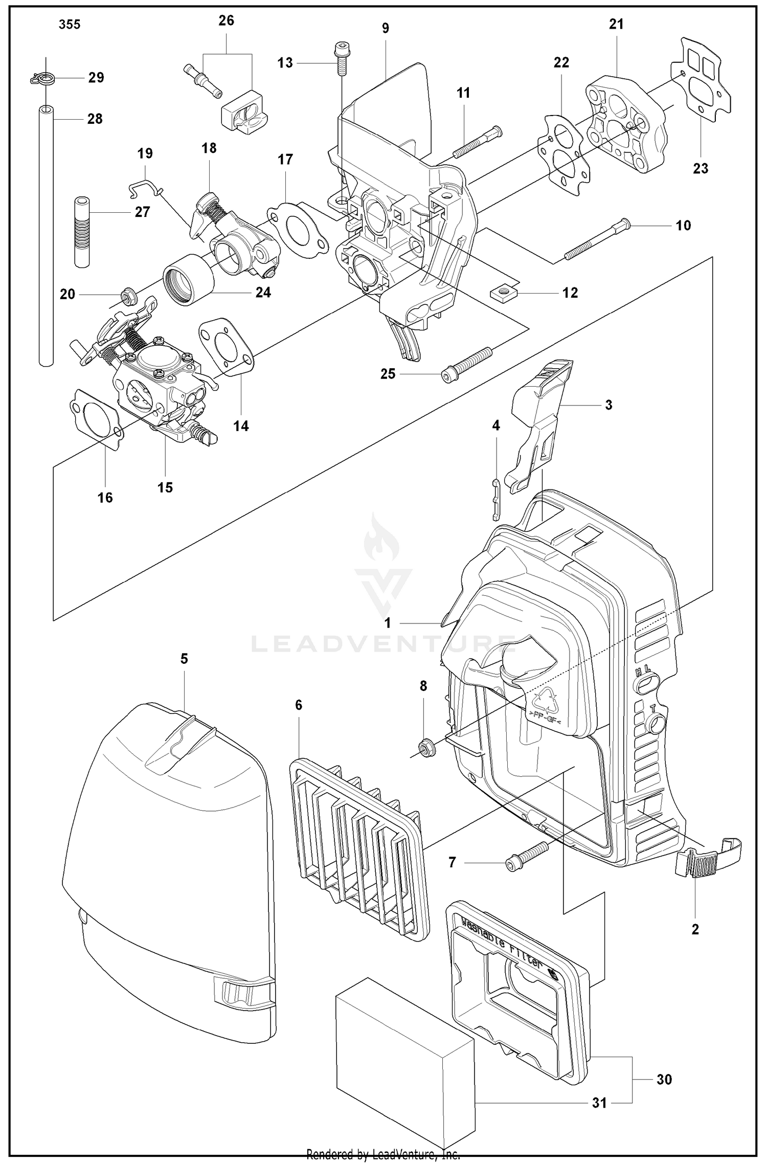 Carb/Intake-Partition Wall/Air Box/Air Filter (355)