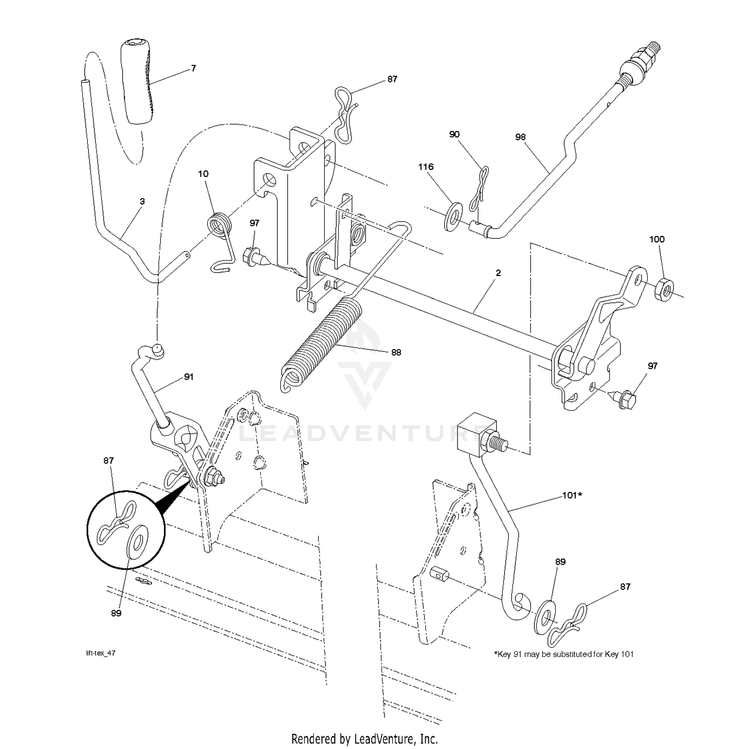 MOWER LIFT LEVER