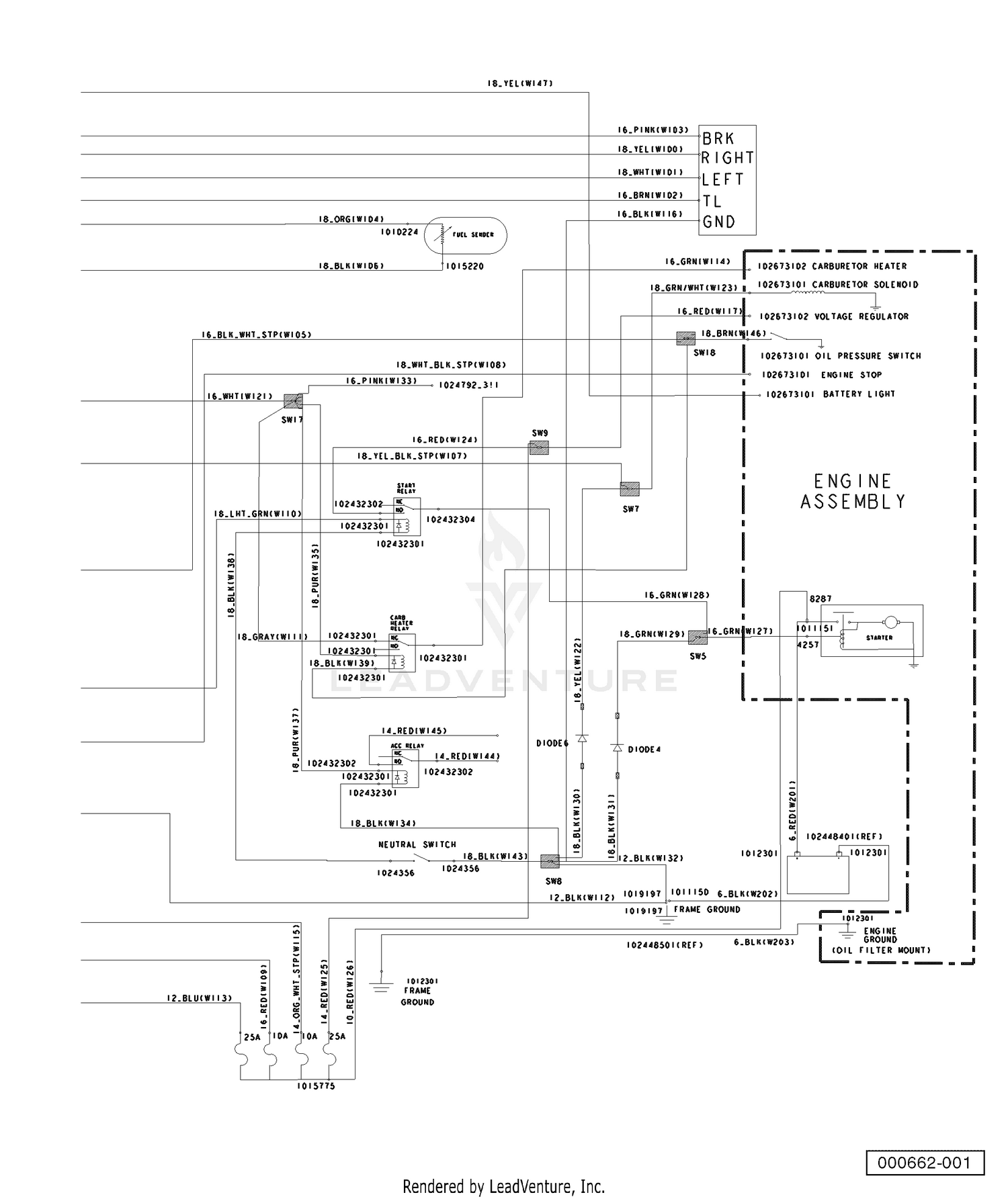 Wiring - Gasoline Vehicles, Single Piece (Part B)