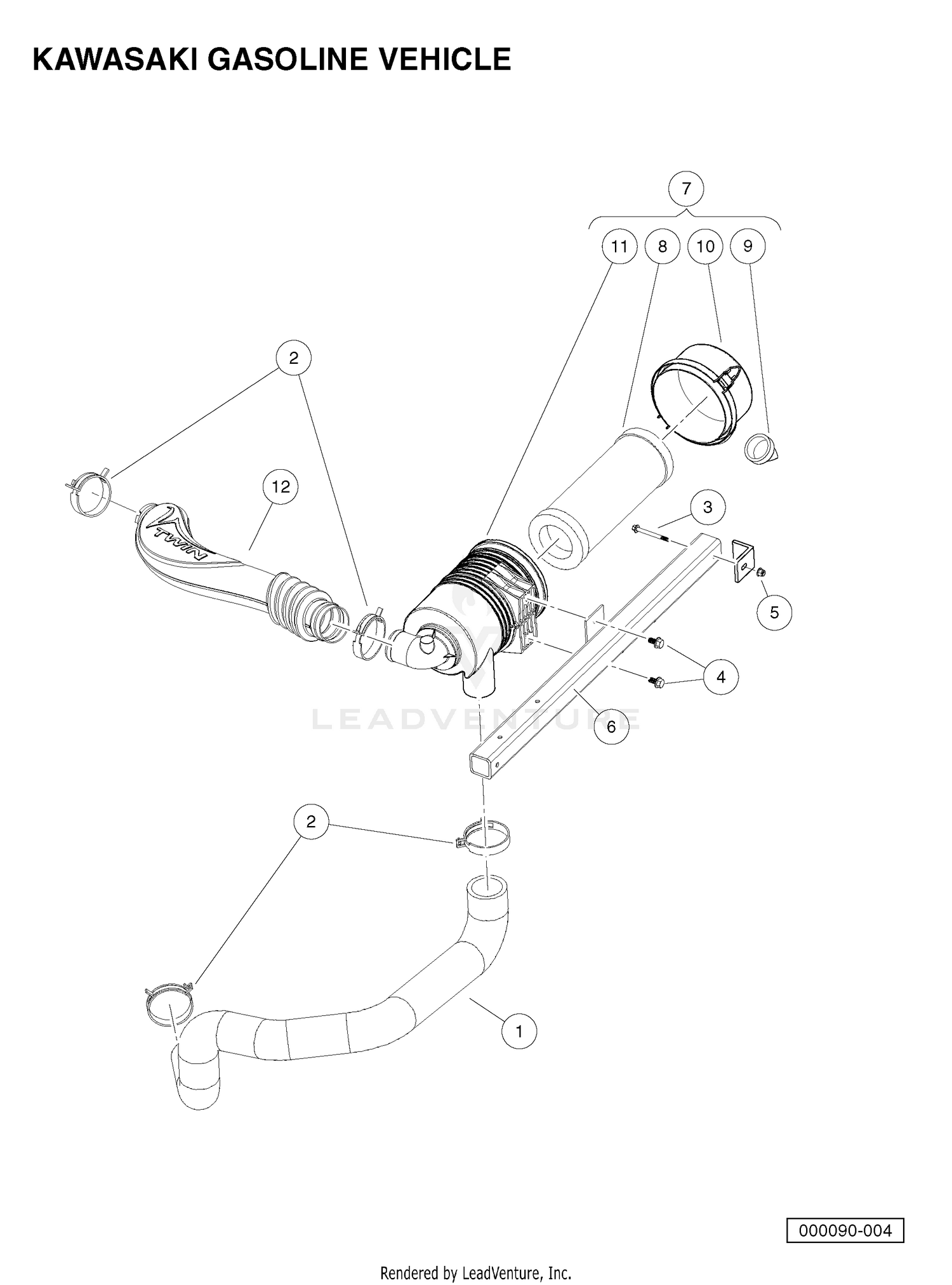 INTAKE DUCT AND AIR BOX ASSEMBLY - KAWASAKI GASOLINE VEHICLES