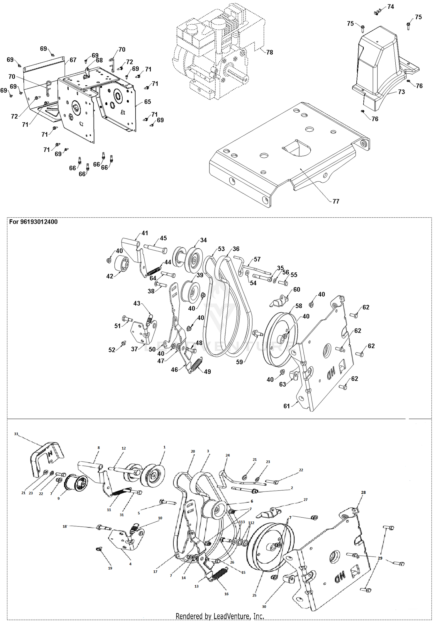 CHASSIS, ENGINE & PULLEYS