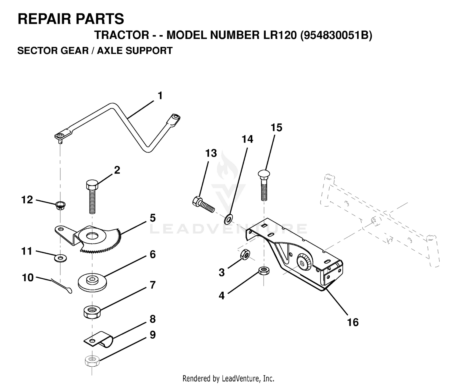 SECTOR GEAR / AXLE SUPPORT