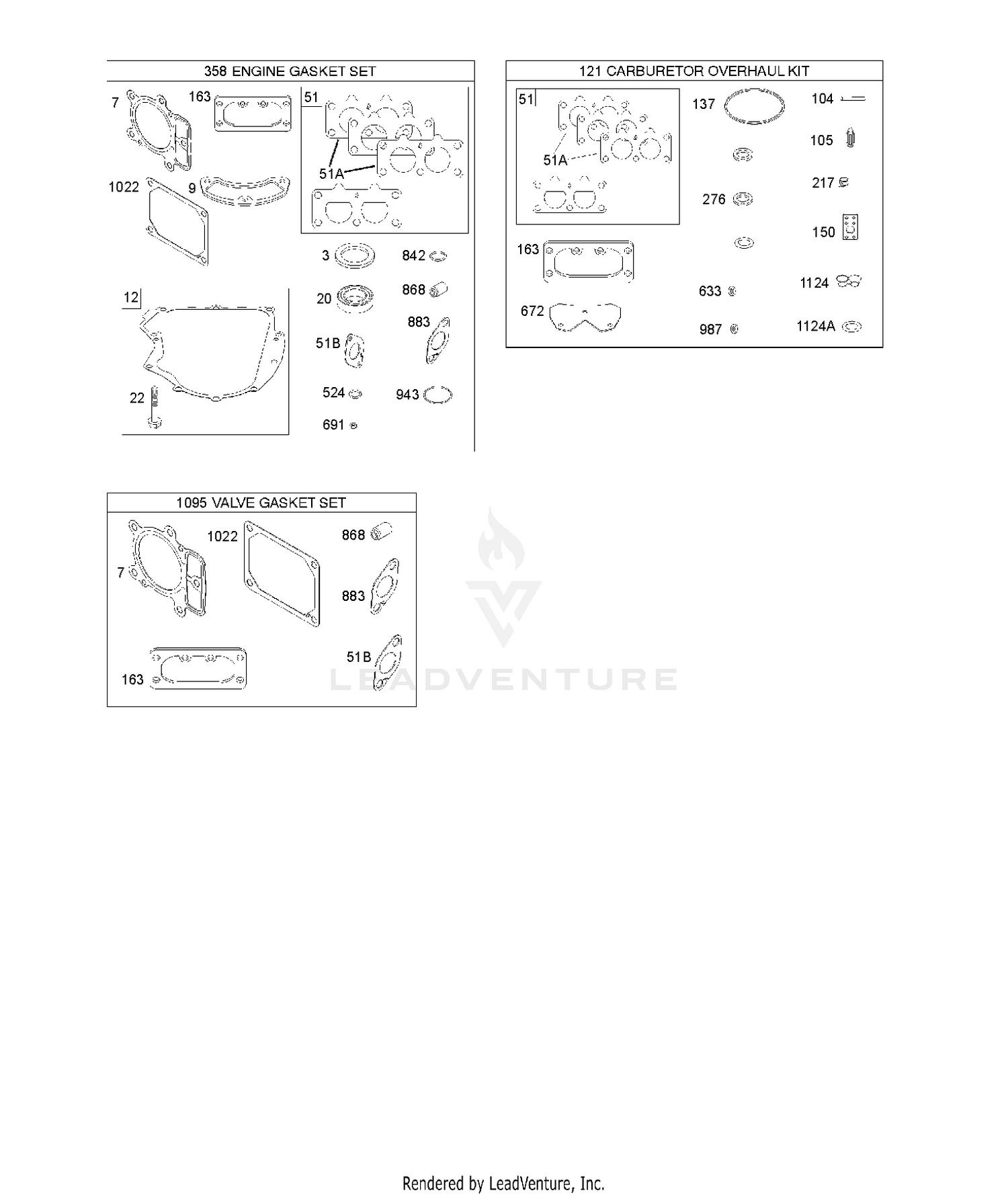 ENGINE/VALVE GASKET SET, CARBURETOR OVERHAUL KIT 3