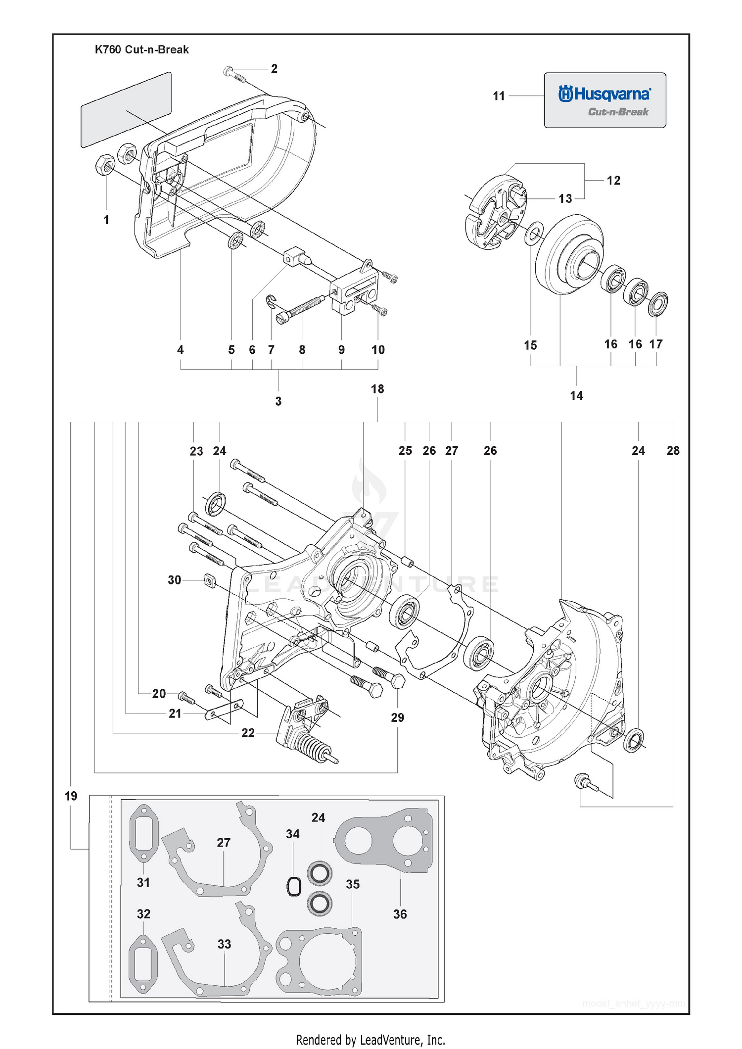 Clutch and Belt Guard and Crankcase Assy and Gasket Kit