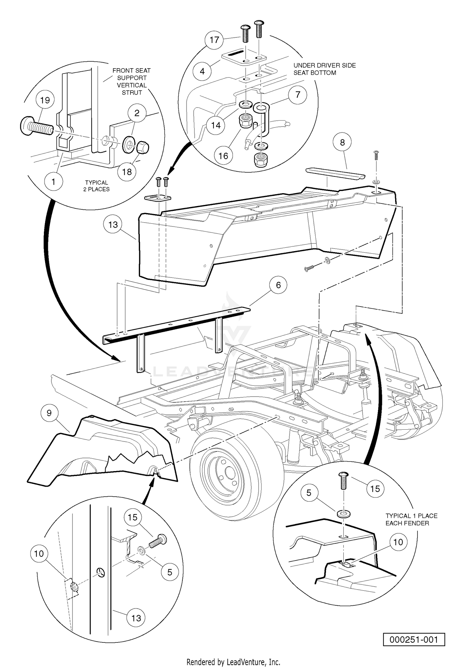 REAR BODY AND FENDER - GASOLINE VEHICLE