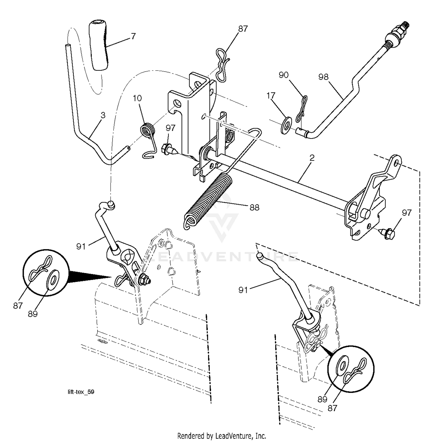 MOWER LIFT LEVER