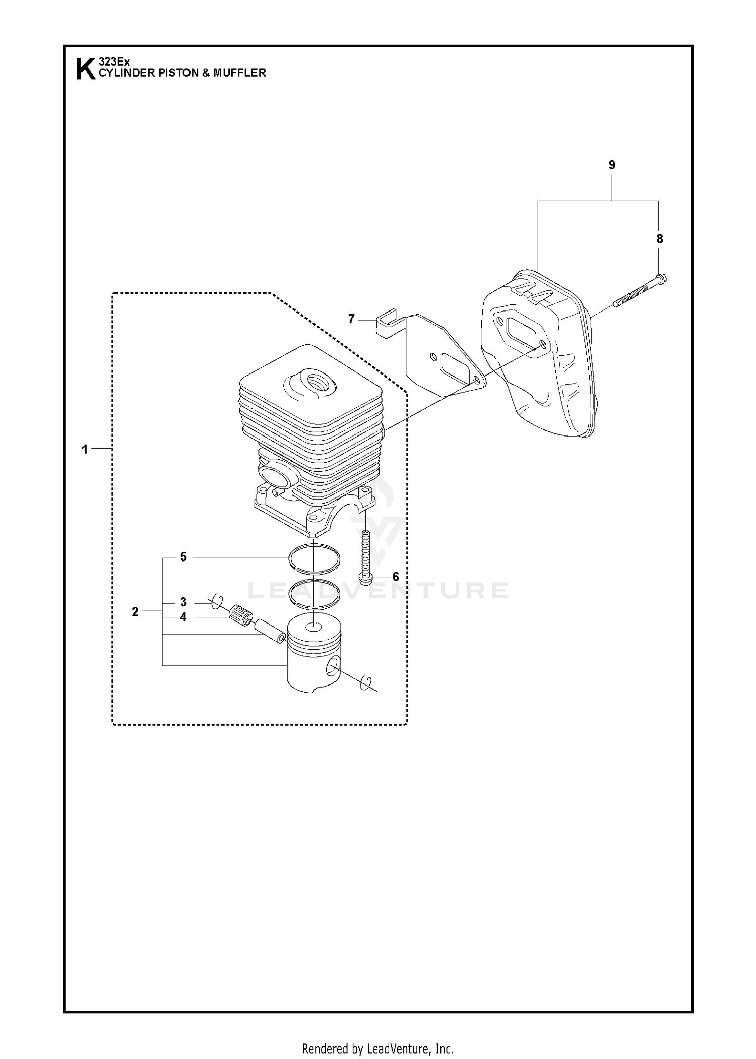 CYLINDER, PISTON & MUFFLER