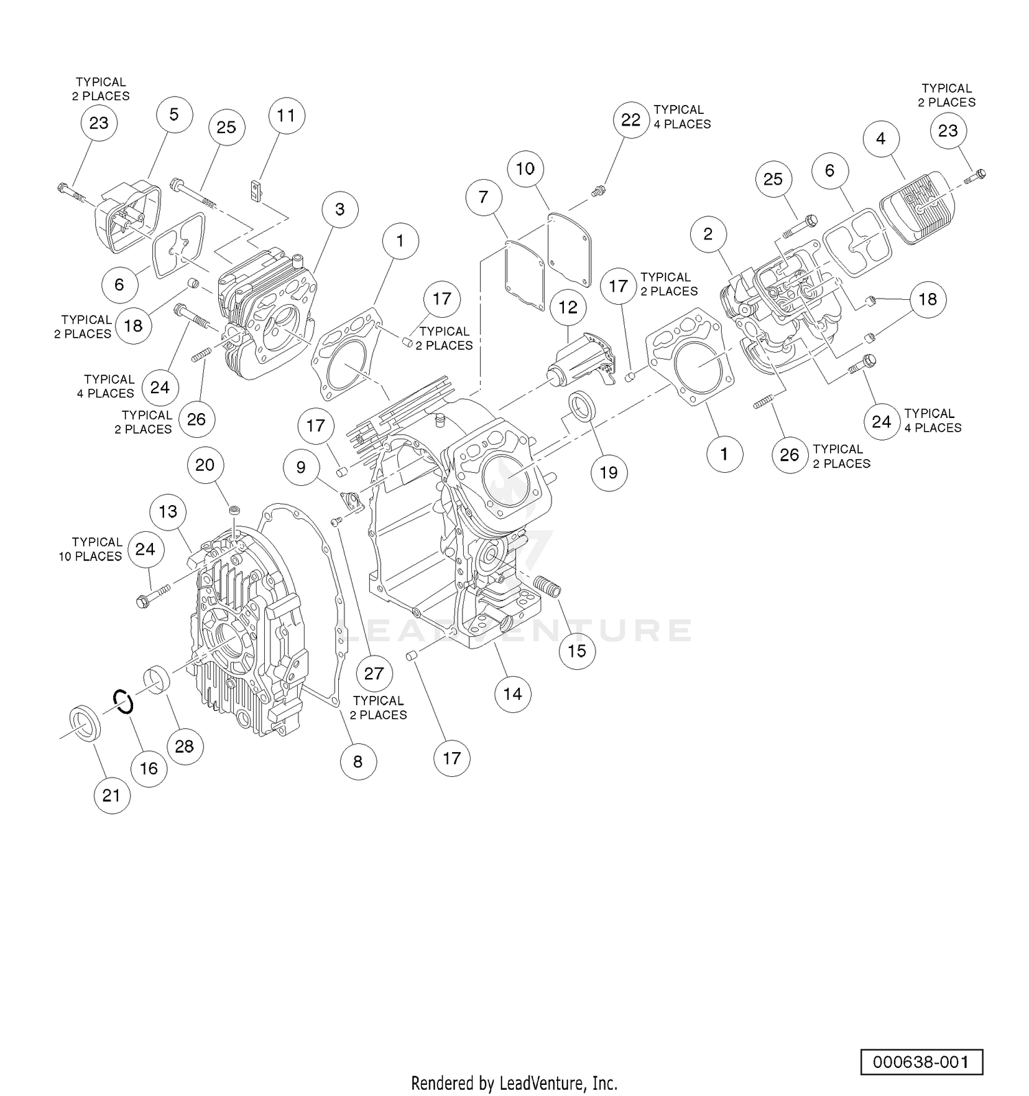 Cylinder Head and Crankcase (Kawasaki FH680D Gasoline Engine)