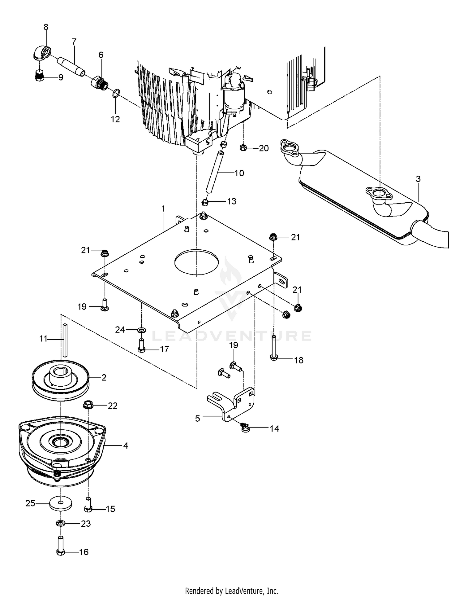 ENGINE MOUNTING, GUARDS & MUFFLER
