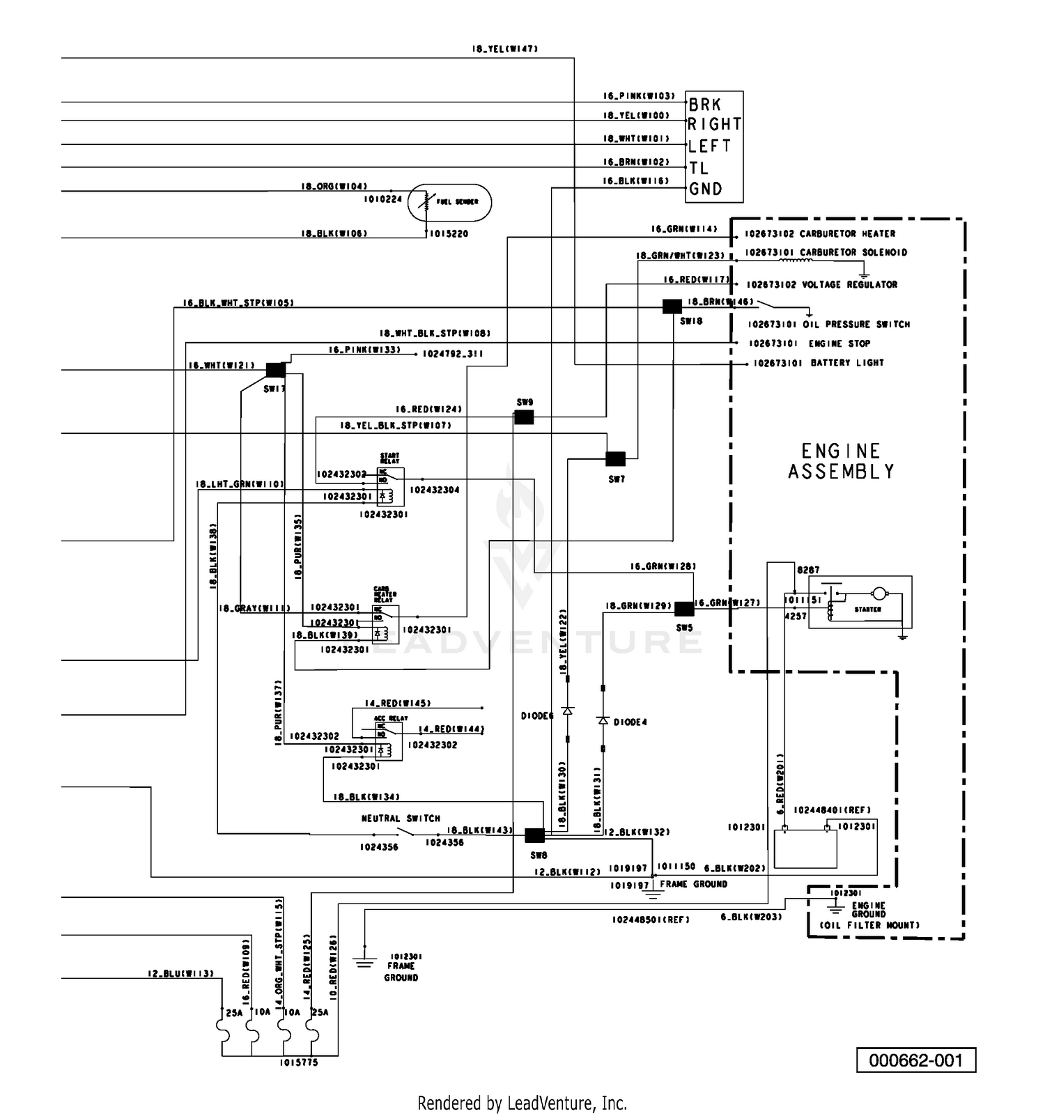 Wiring - Gasoline Vehicles, Single Piece
