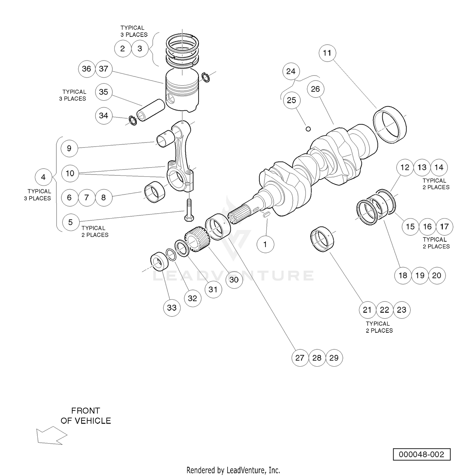 Piston and Crankshaft (Diesel Engine - Closed Breather)