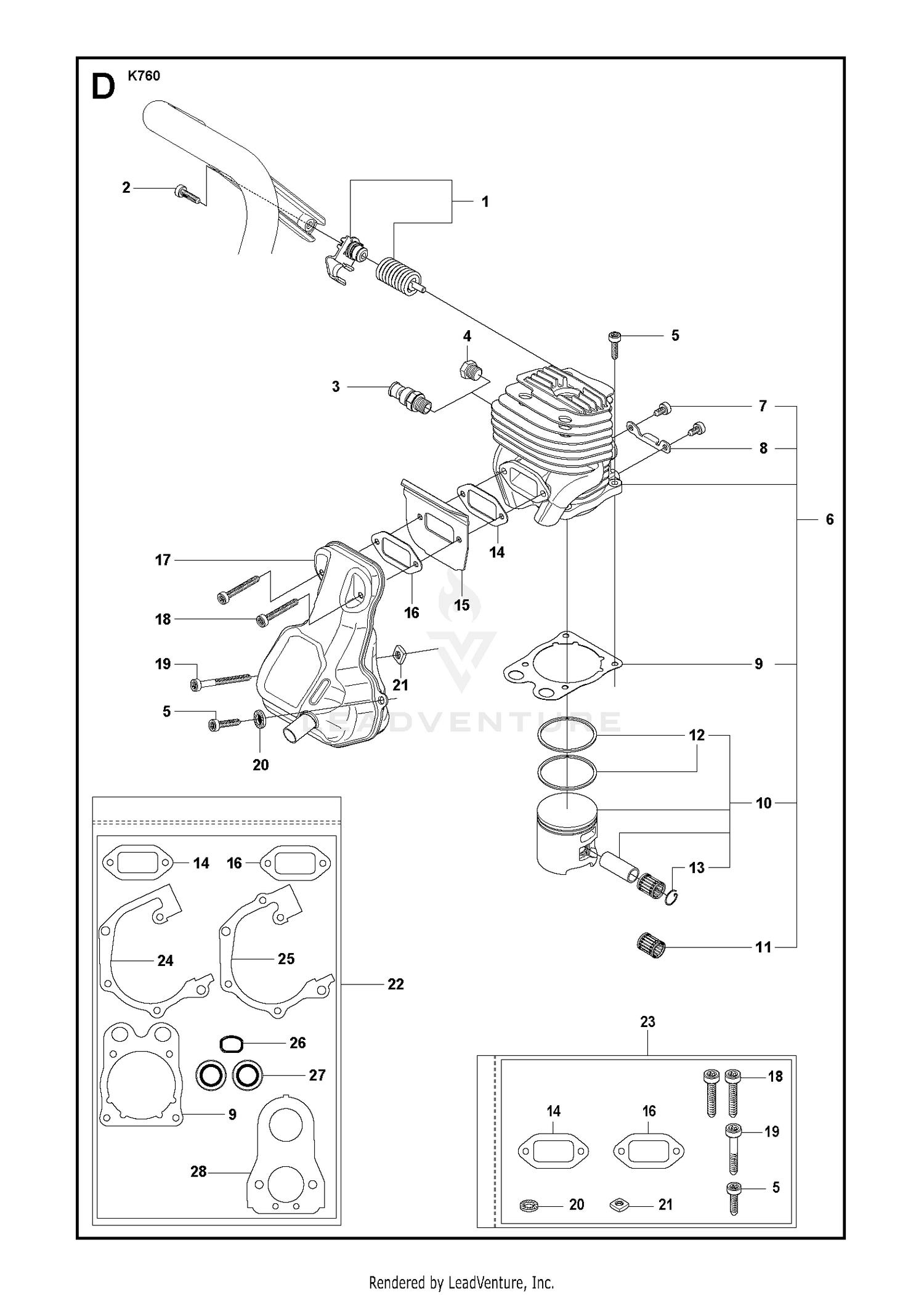 CYLINDER, PISTON & MUFFLER