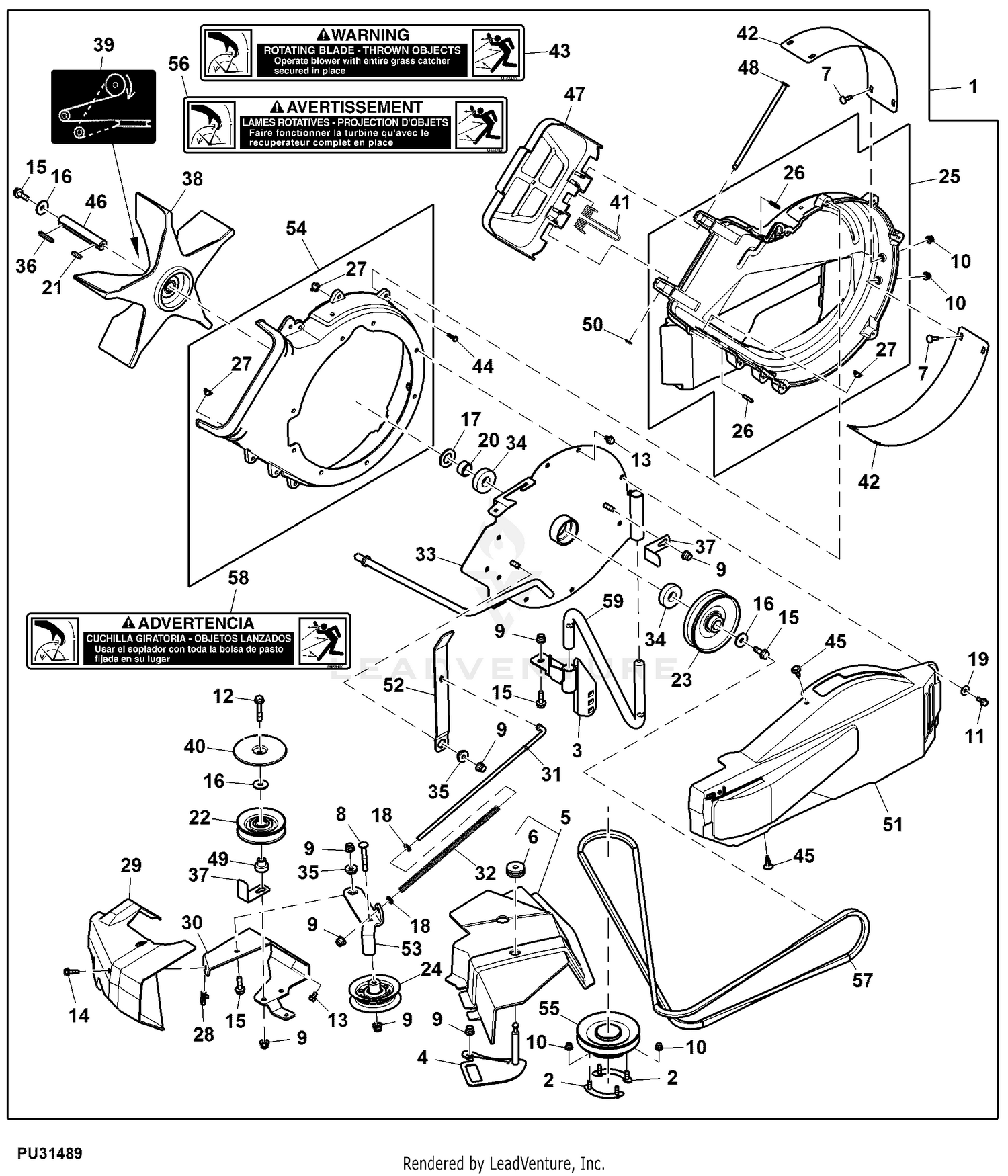 John Deere Material Collection System Power Flow Kit, 54 inch