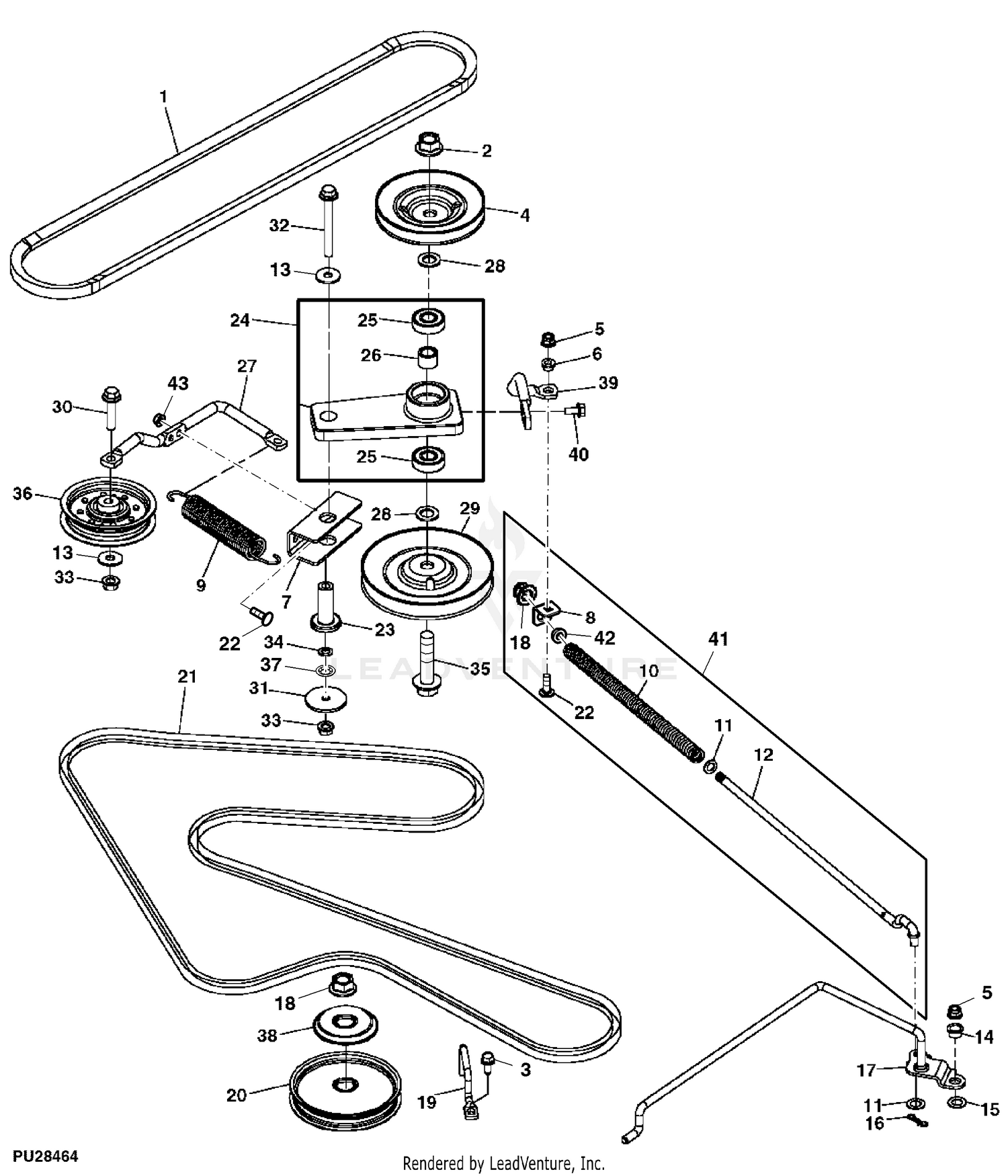 John Deere X500 TRACTOR MULTI TERRAIN SERIES With 48 IN Mower Deck PC9524 Belt Drive Idlers 48 inch Deck 030001 Mower Deck Lift Linkage 48X inch Rotatable