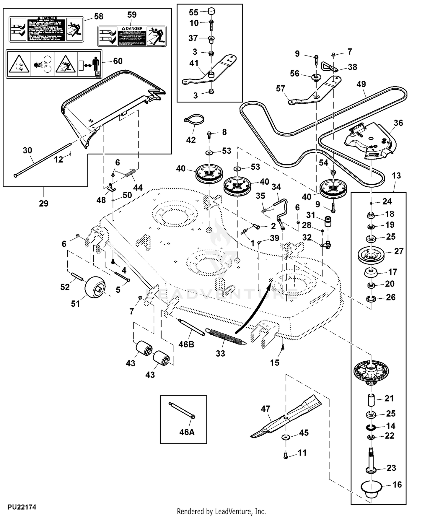 John deere best sale mower deck pulleys