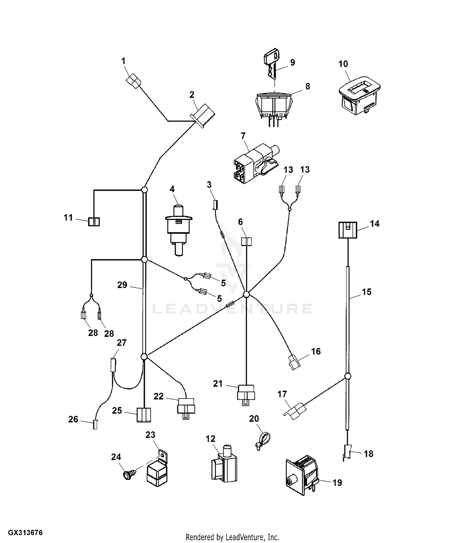 John Deere L118 Lawn Tractor PC9358 WIRING HARNESS ELECTRICAL