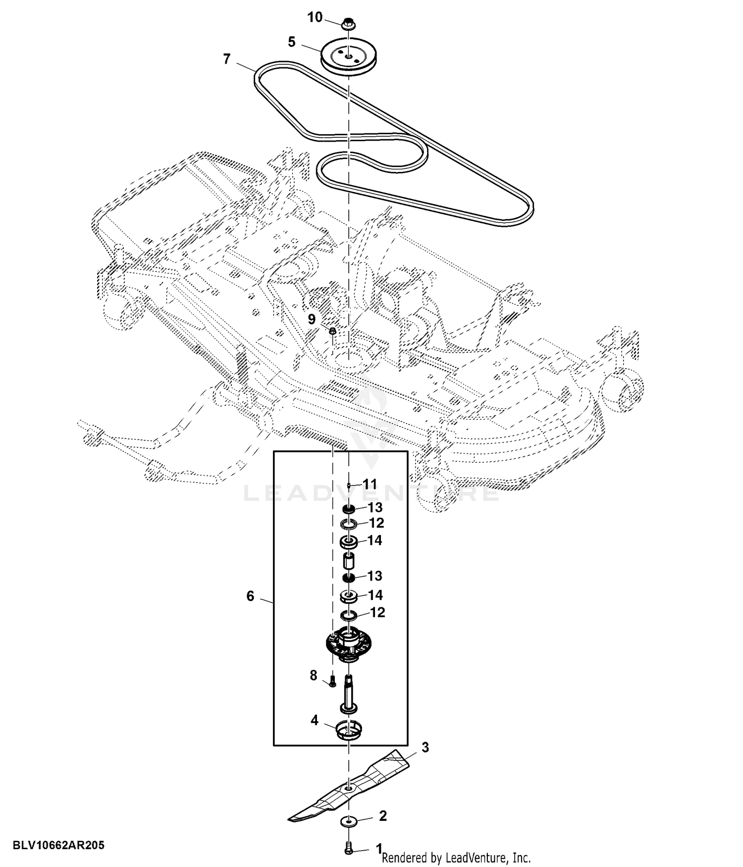 John deere 2305 best sale 62c mower deck parts