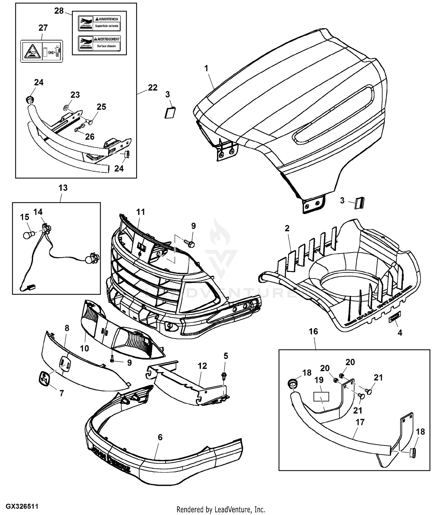 John deere la115 2024 mower deck parts diagram