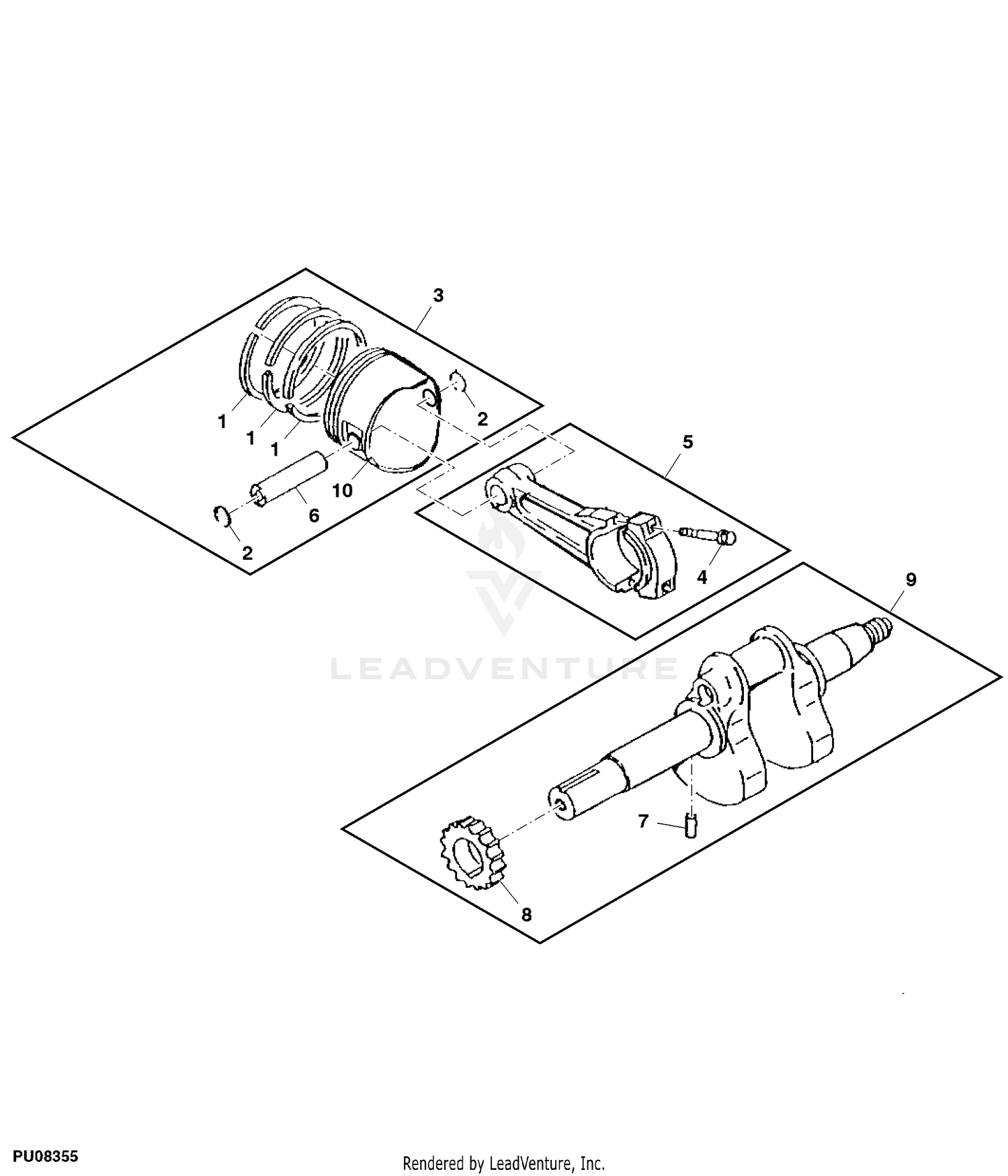 《ラスカル》 John Deere Engine (Gator 6X4) (Gas) Crankshaft and Piston Assembly
