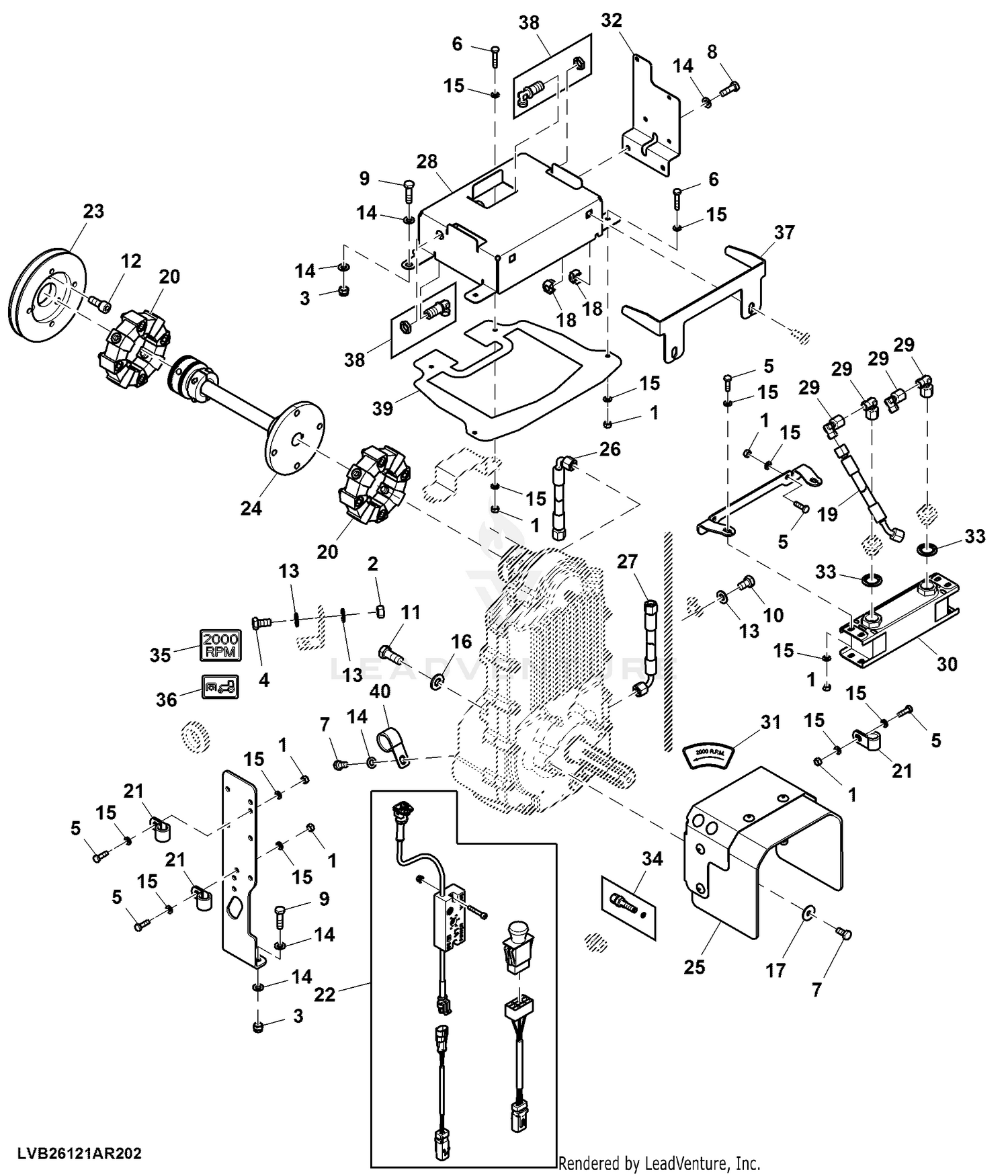 John Deere Hitch Front PTO, 2000 RPM CCW