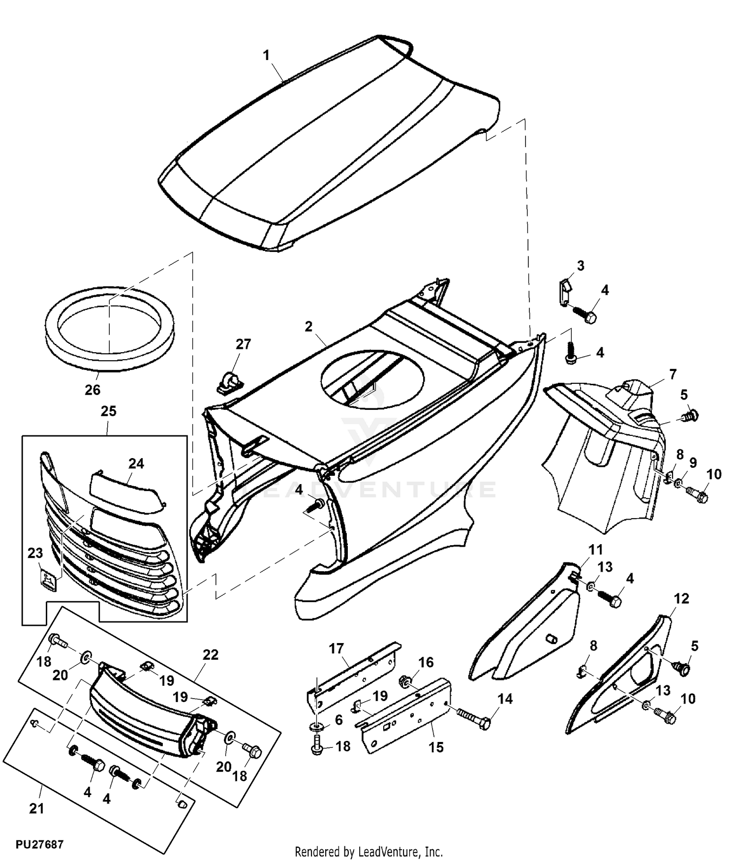 John deere best sale lt155 deck parts