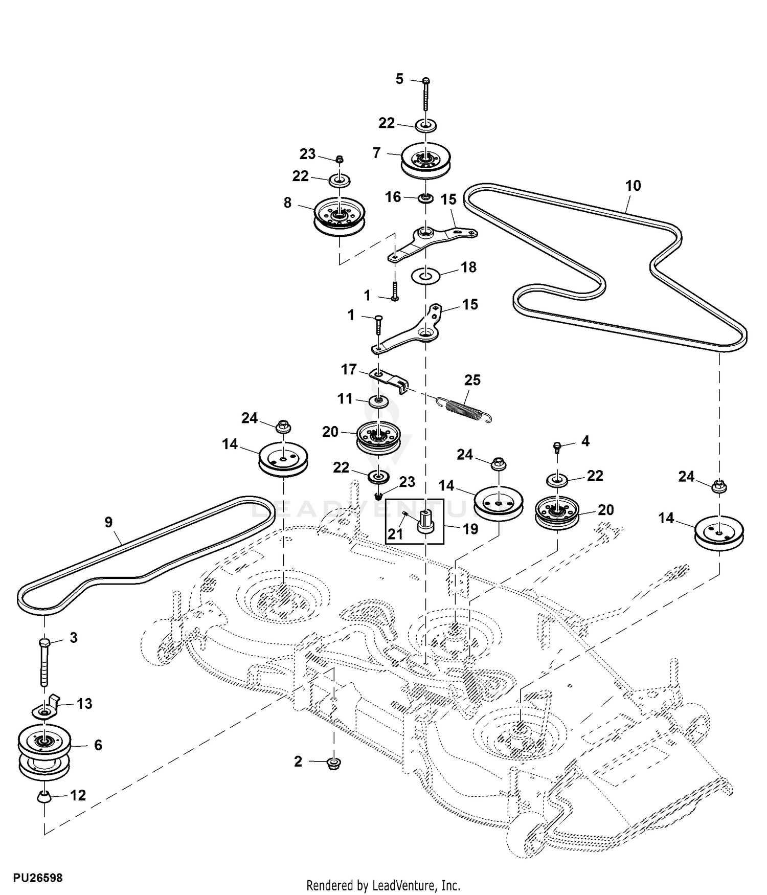 John Deere X540 TRACTOR MULTI-TERRAIN SERIES (With 54 inch Mower Deck)  -PC9527 Blower Housing,48C: Two-Bag Power Flow Material Collection