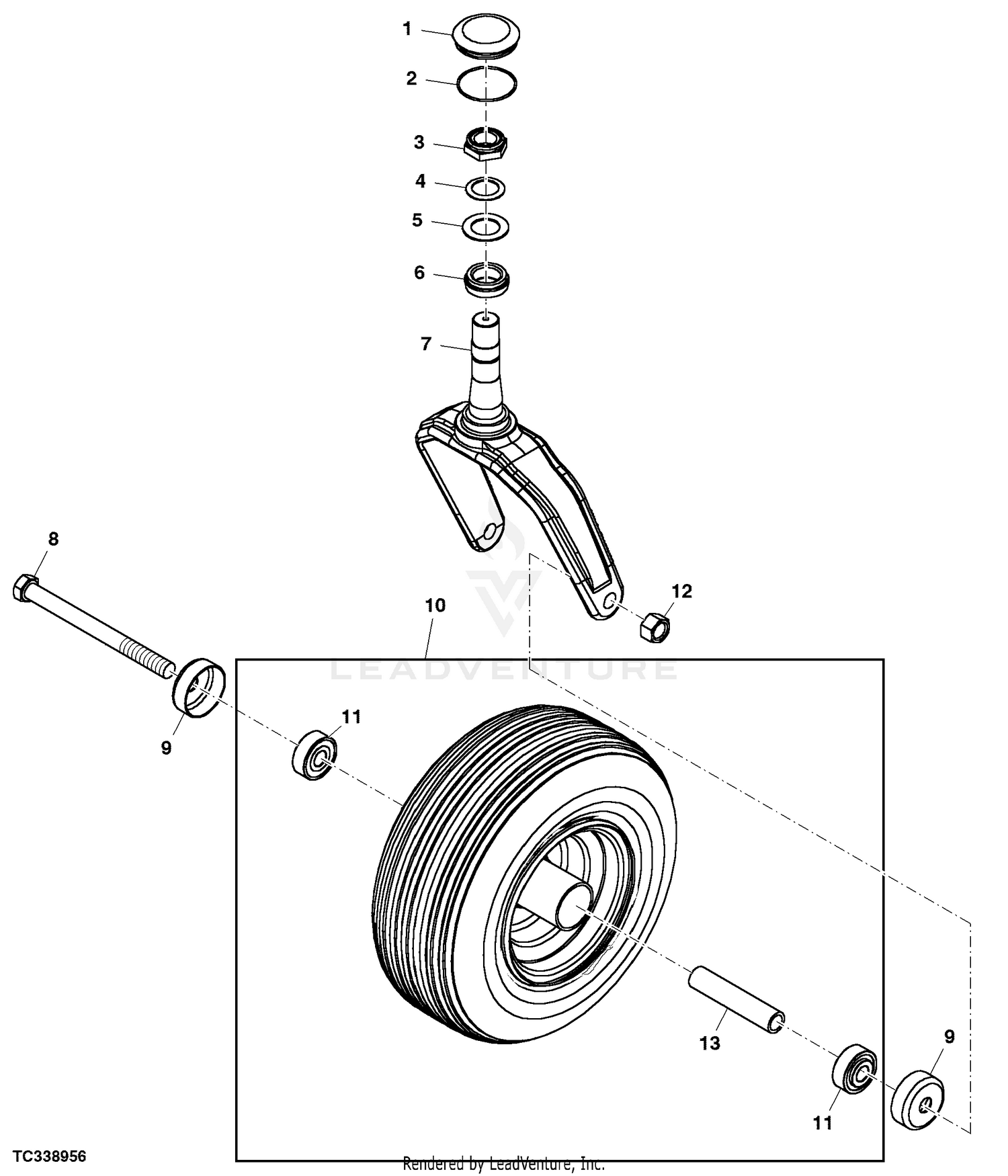 John Deere WHEELS, FRAME AND OPERATOR'S STATION CASTER WHEEL