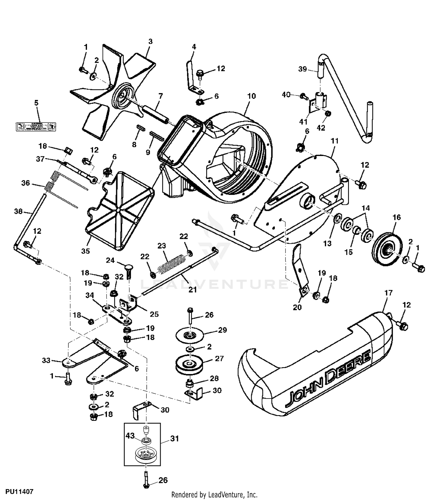 John Deere Three-Bag Powerflow Material Collection System BLOWER