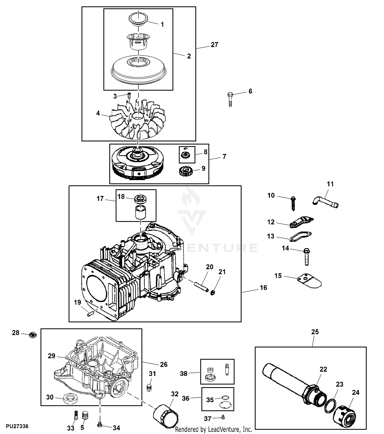 Lawn mower online crankcase