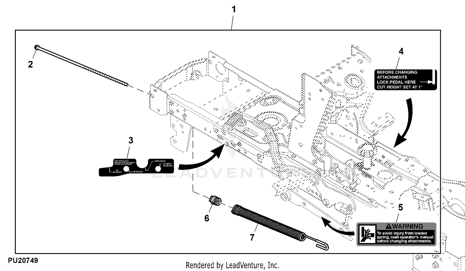 John Deere X350 Lawn Garden Tractor 42M inch Mower Deck Not for Canada USA PC12707 Lift Assist Spring Kit Attachment Kits