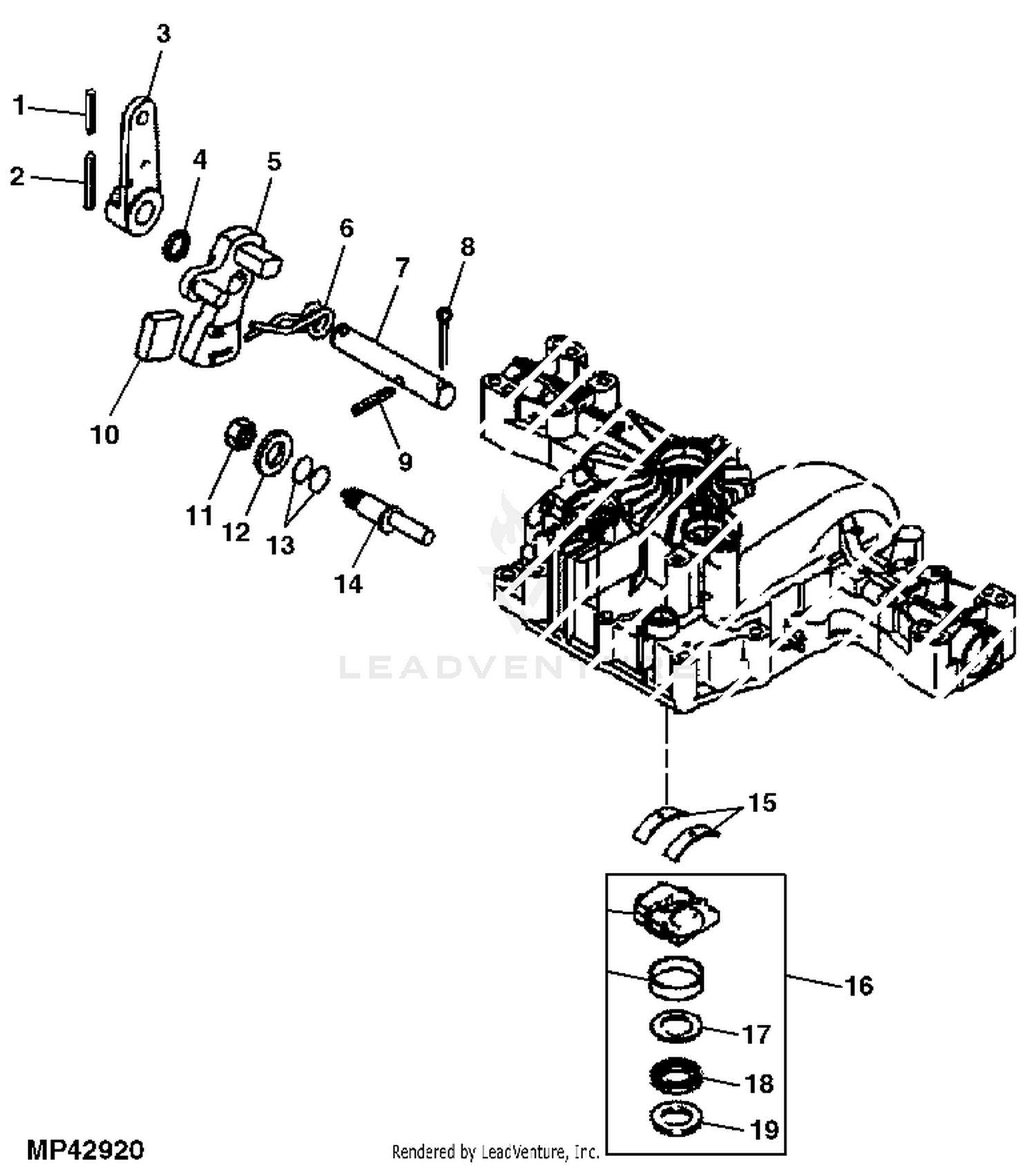 John Deere LA115 Tractor Material Collection System PC9741 TRANSAXLE CONTROL SHAFT POWER TRAIN GU20368