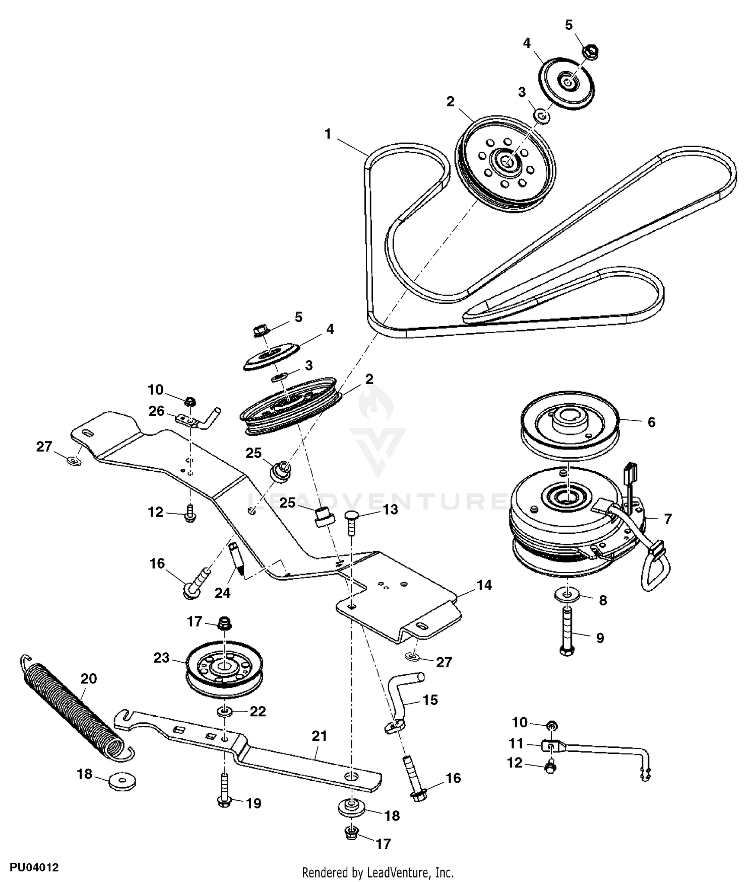 John deere on sale z425 belt diagram