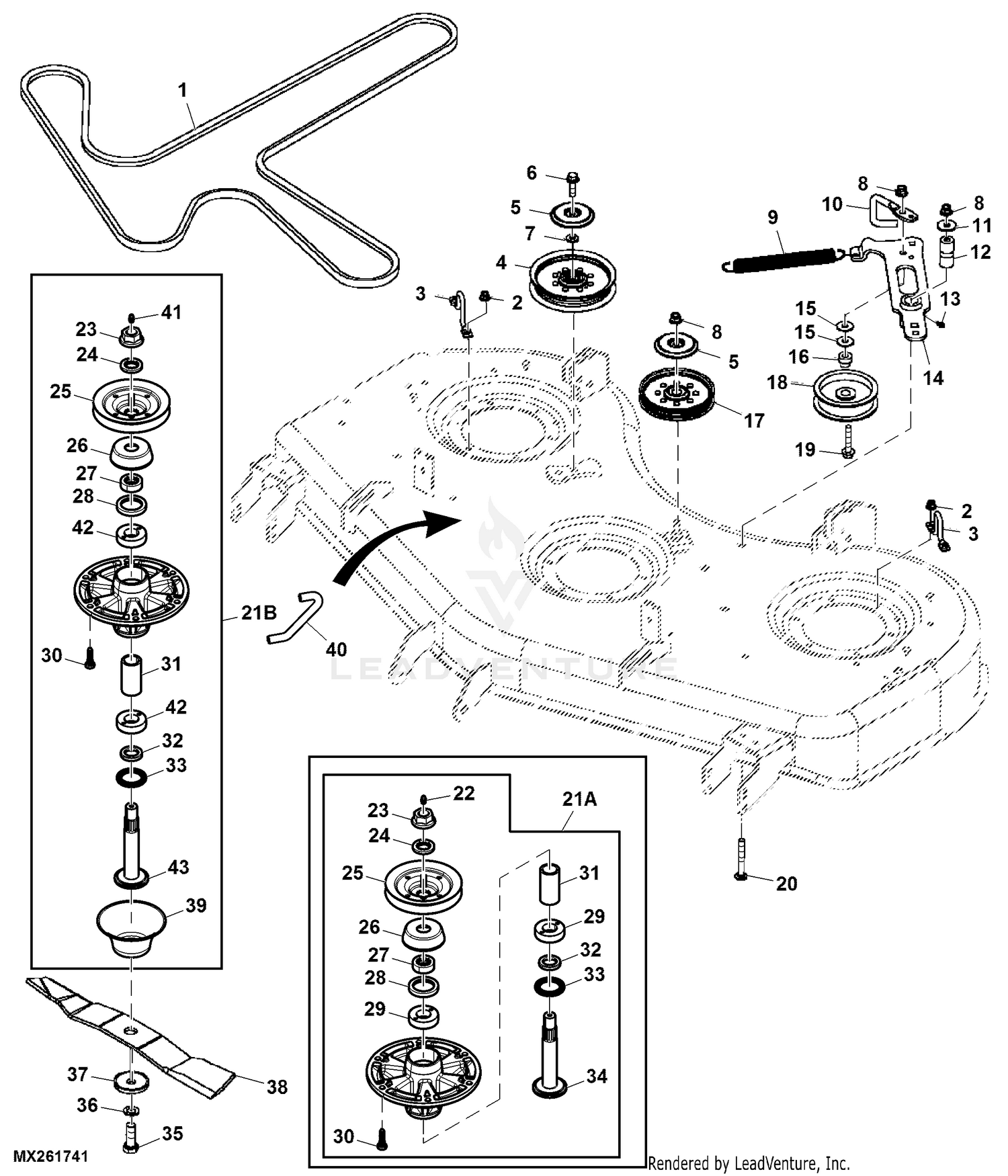 John deere discount mower deck blades