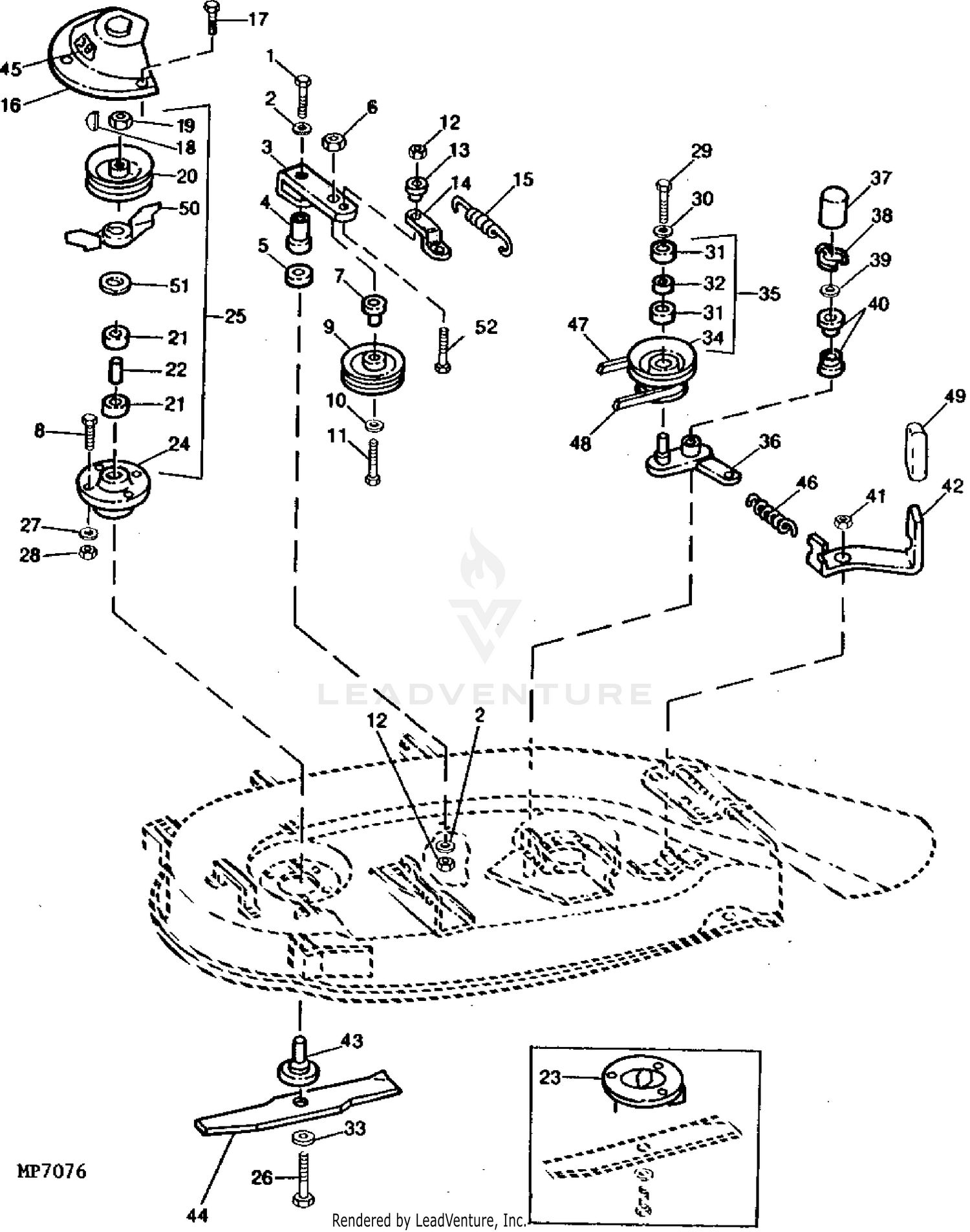 John Deere D140, D150, D155, D160 Deck Parts Diagram, 53 OFF