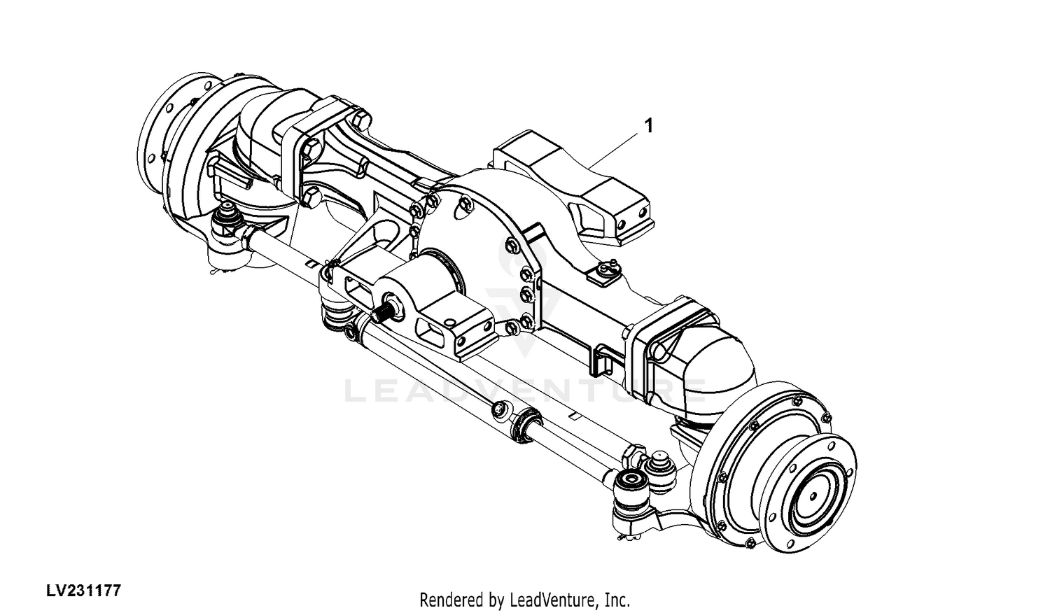 John Deere POWERTRAIN Front Axle W/ Turnions, MFWD