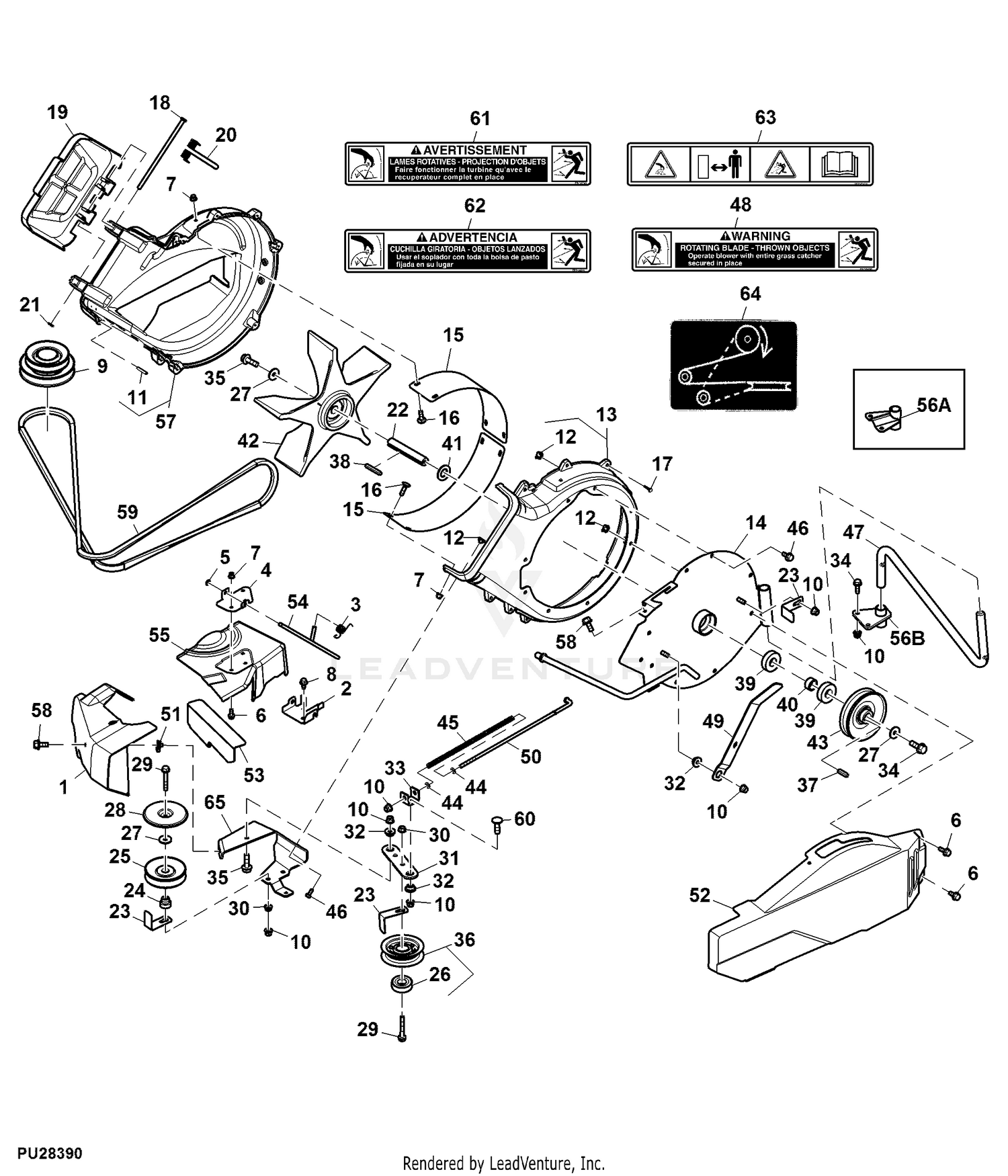 John Deere Two-Bag Power Flow Material Collection System Power Flow, 54A  inch 2