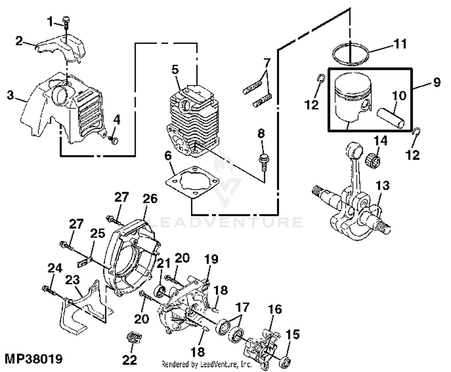 John Deere T105C String Trimmer Brushcutter PC2759 Engine String