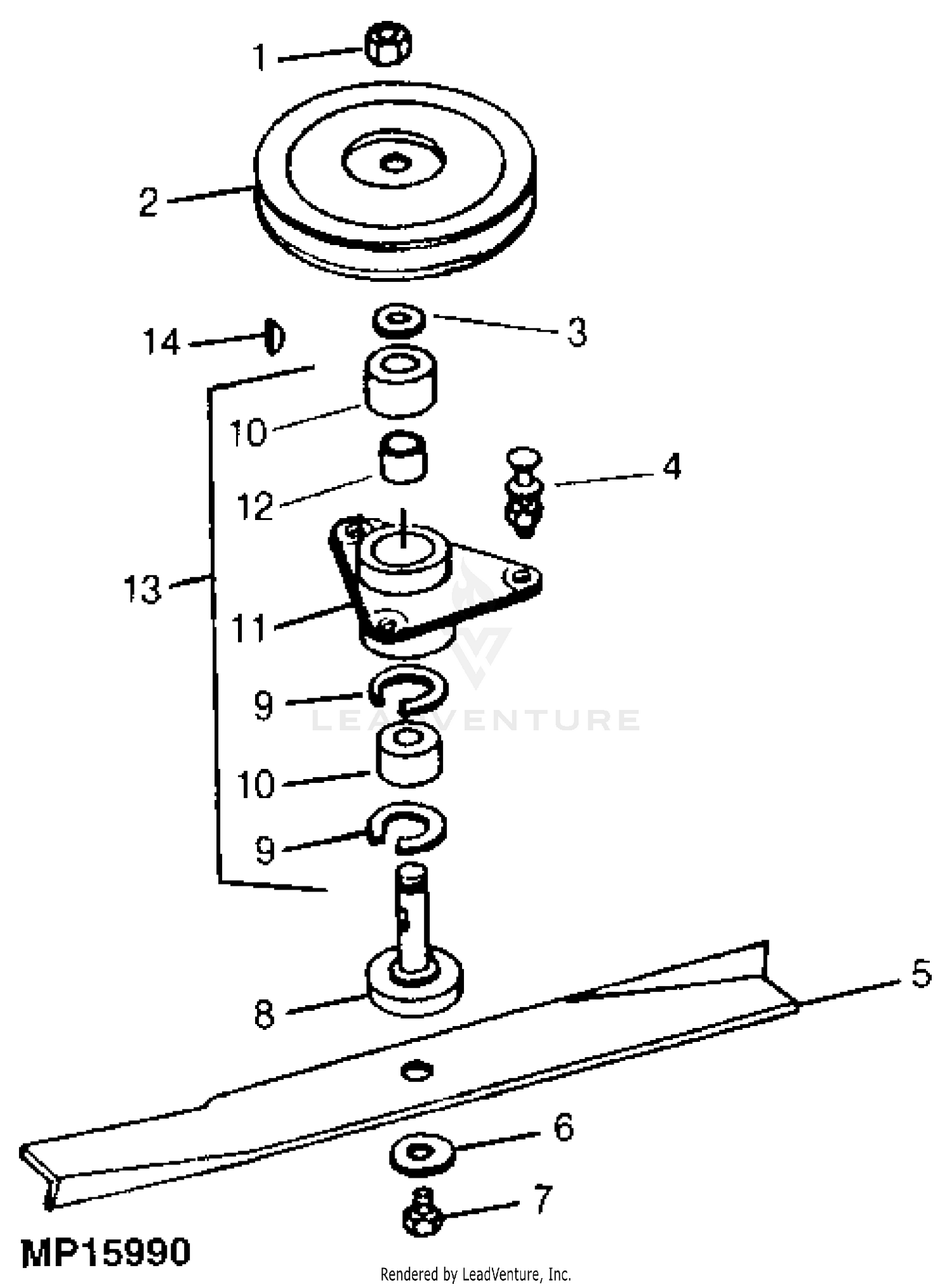 John Deere 111 Hydrostatic Lawn Tractor PC1699 SPINDLE BLADE 30