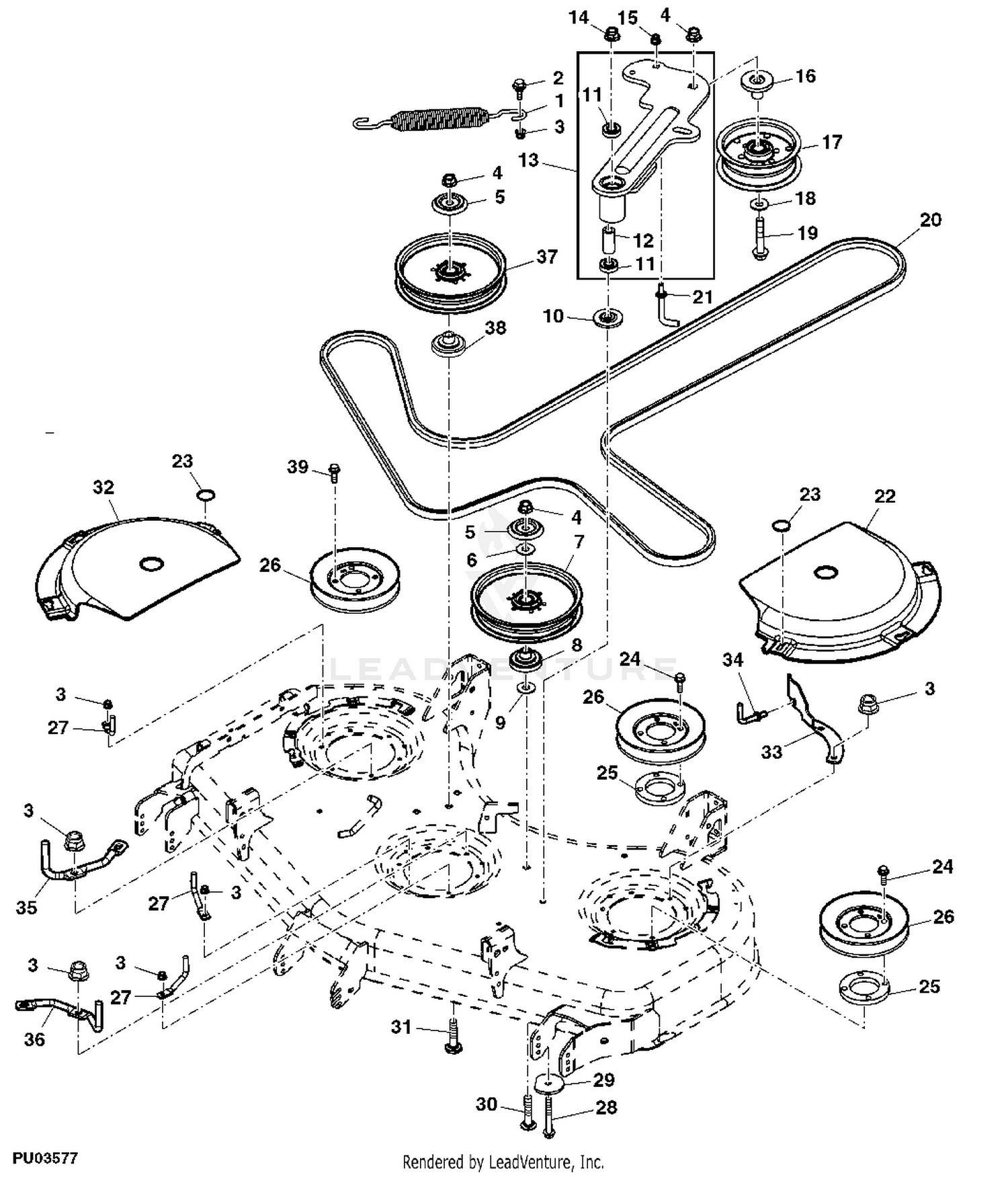 John deere 48c clearance mower deck belt diagram