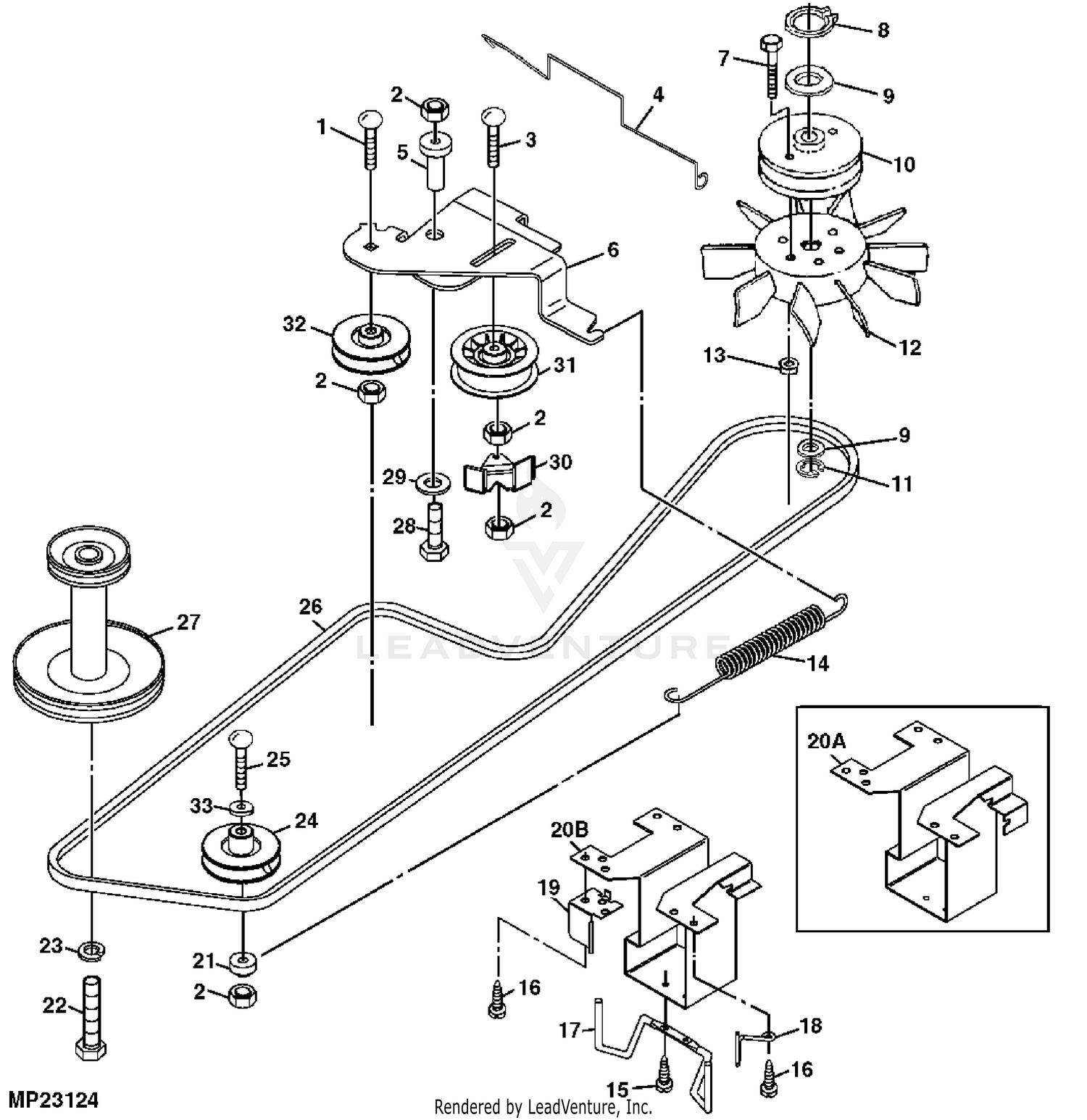 John Deere LT150 Lawn Tractor (Hydro) -PC9071 Blower Housing Power Flow  W/38 Deck: MATERIAL COLLECTION SYSTEM