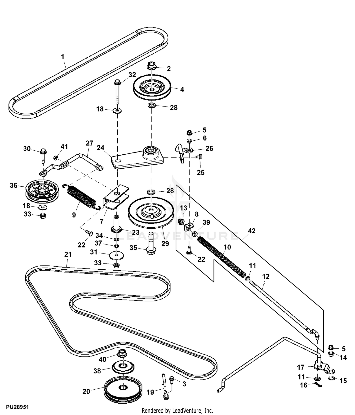 John Deere X300 Tractor Select Series With 38X inch Mower Deck PC9519 Mower Drive Belt Sheaves 48X inch Mower Deck And Lift Linkage 48X inch 180001