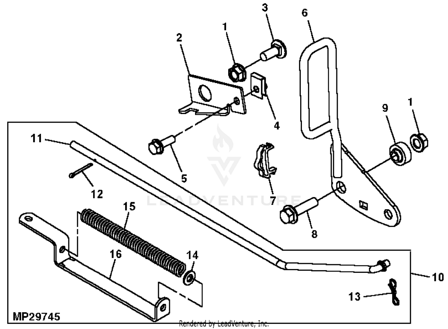 John Deere Power Flow Material Collection System (50-IN Mower Deck) -PC2111  Jacksheave,Idlers / Brackets: POWER FLOW BLOWER ASSEMBLY 50 MOWER