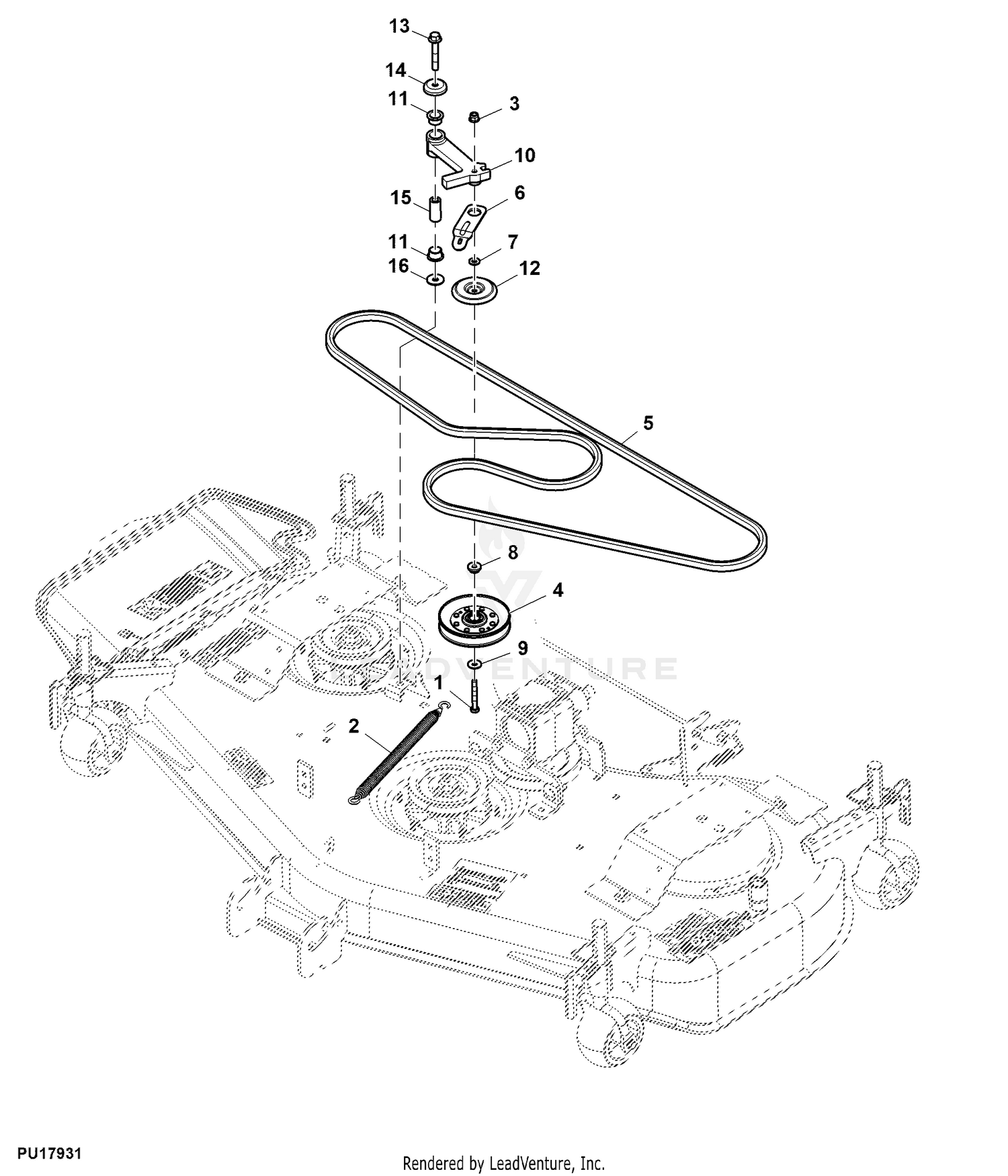 John deere clearance mower belt diagram