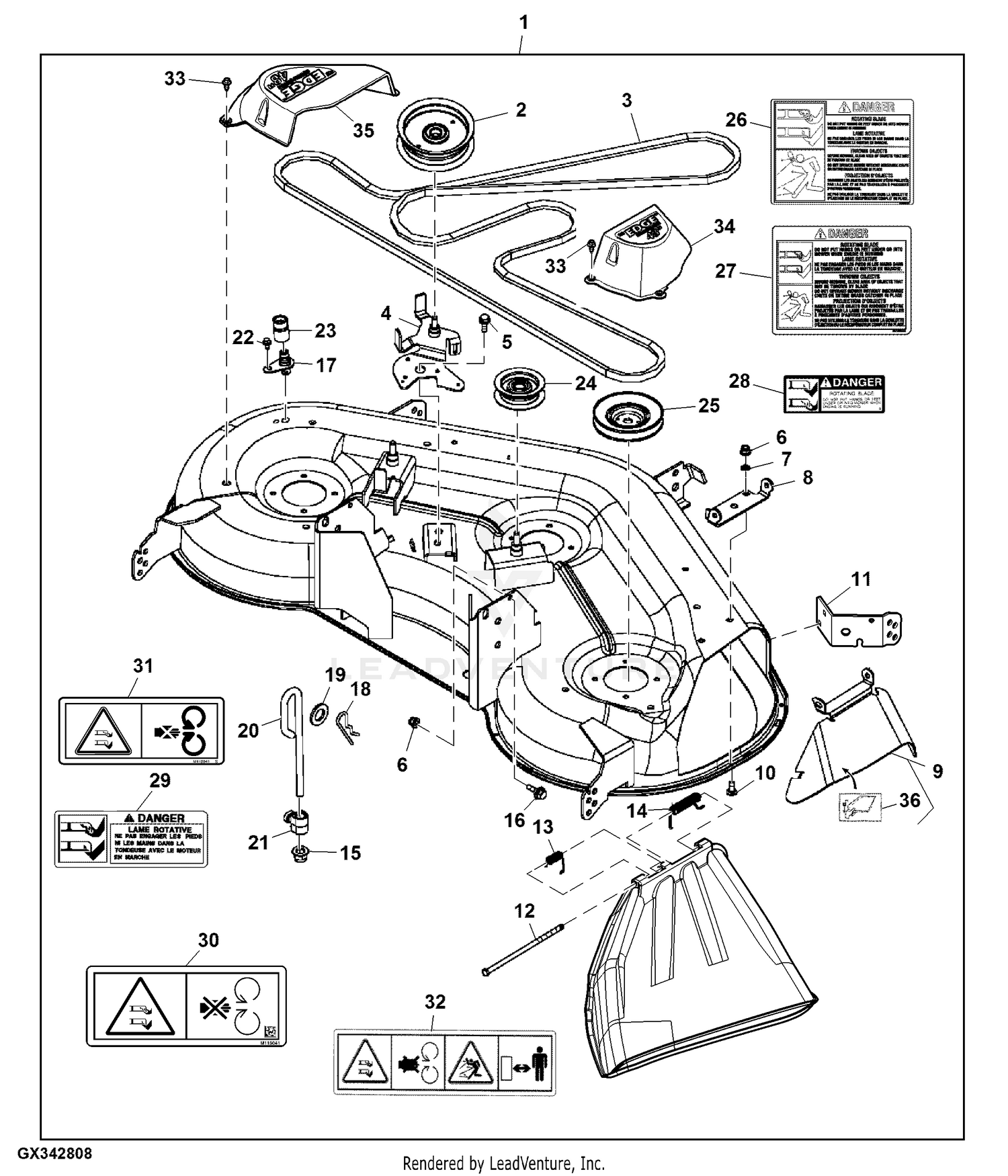 John Deere D160 100 Series Tractor Material Collection System Pc10447 Mower Deck Mower Deck Lift Linkage [ 1750 x 1500 Pixel ]