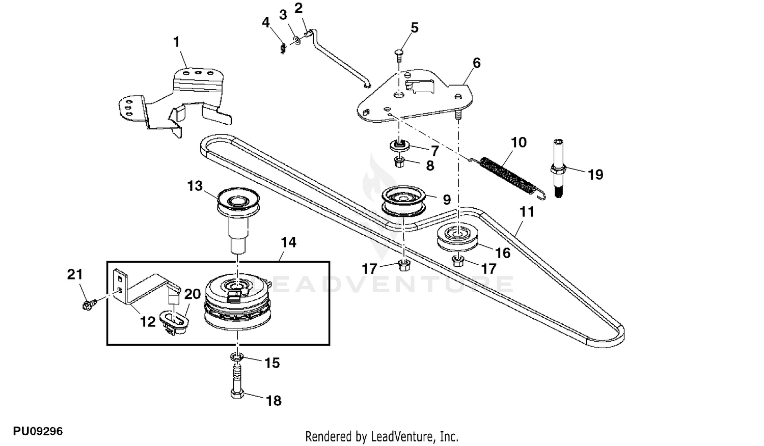 John deere la145 online drive belt